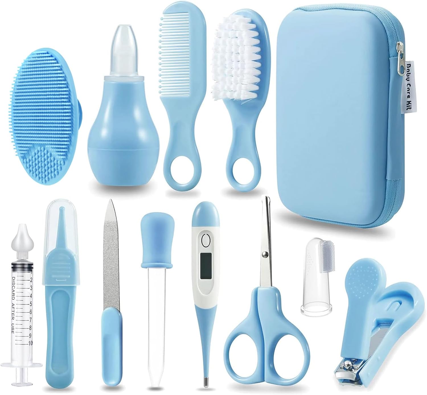 PandaEar Baby Blue Safety Kit for Newborns and Toddlers with Comb, Brush, and More