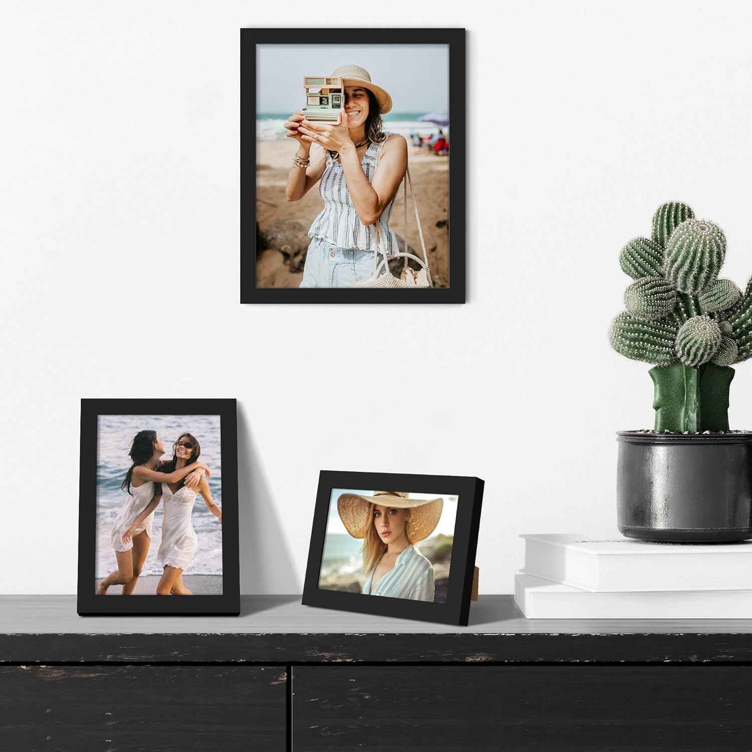 upsimples 10 Pack Picture Frames Collage Wall Decor for Mounting or Tabletop Display, Photo Gallery Frame Set for Family, Multi Sizes Including 8x10, 5x7, 4x6, Black