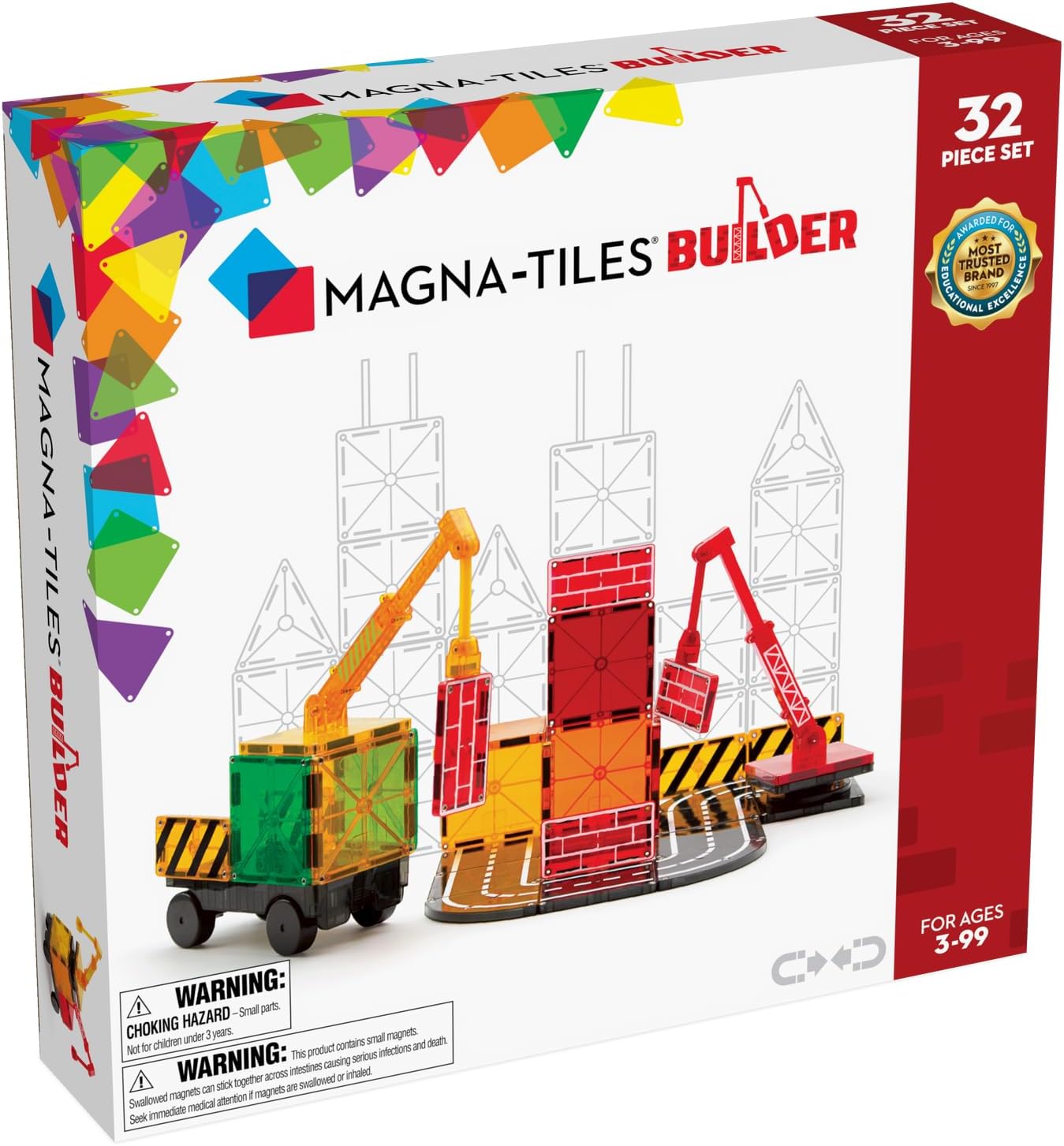 MAGNA-TILES Builder 32-Piece Magnetic Construction Set, The Original Magnetic Building Brand