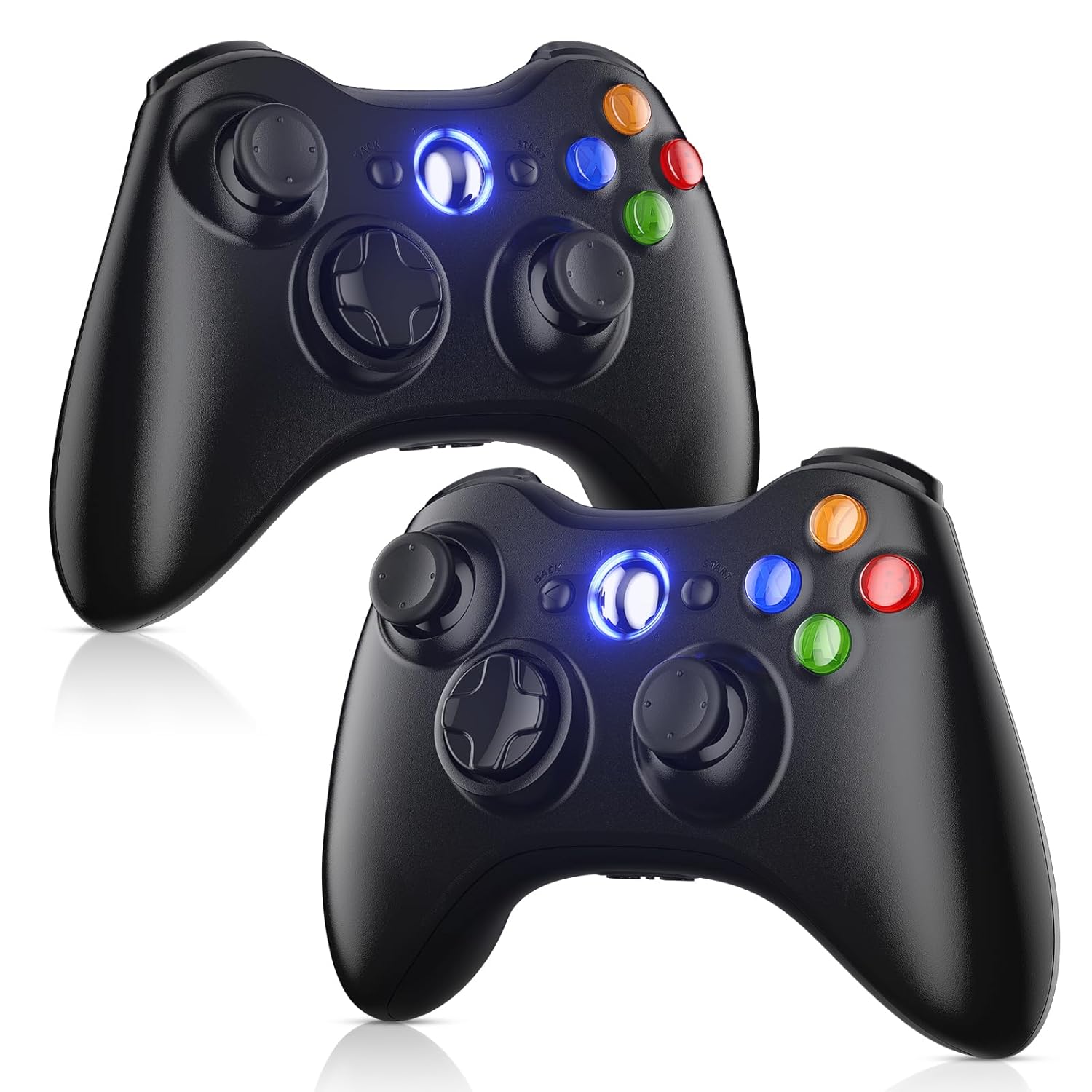 Gamrombo Xbox 360 2 Pack Wireless Controller Replacement for 360 & Slim with Windows PC Compatibility