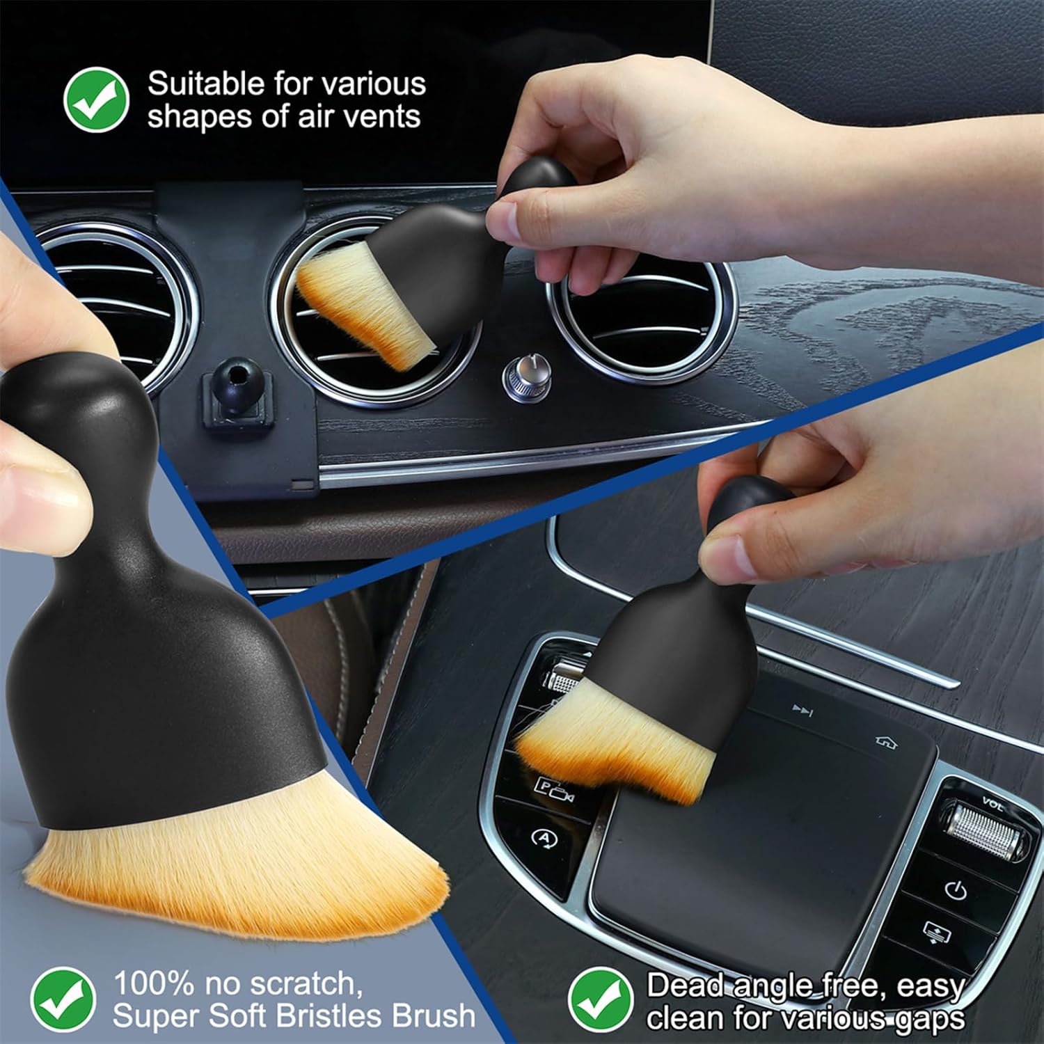 Car Interior Duster Detail Brush Cleaning Gel Kit with Soft Dash Vent Dusting Slime Putty Detailing Brushes for Auto, Truck, SUV, RV