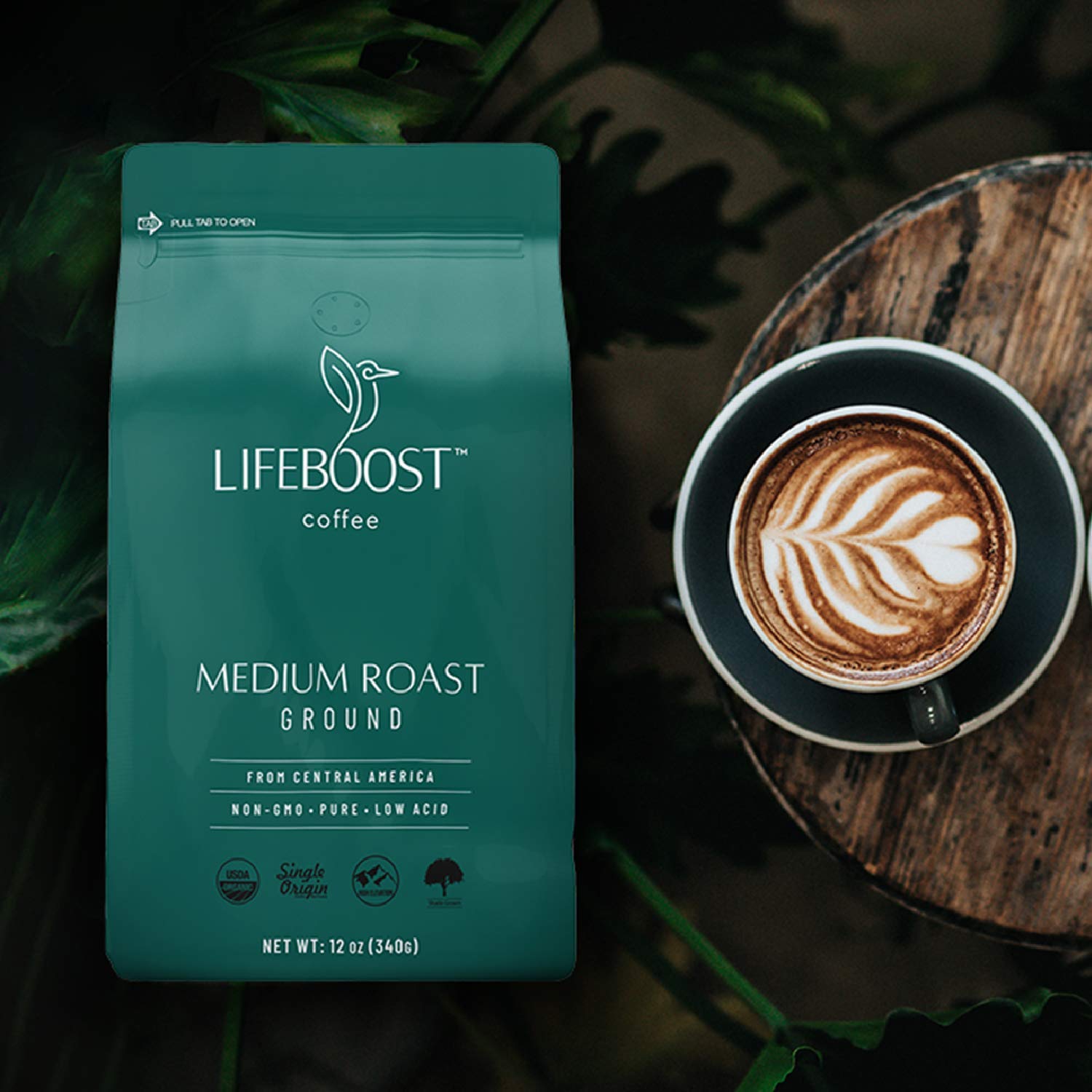 lifeboost medium roast coffee 12 ounces usda organic non-gmo single origin low acid
