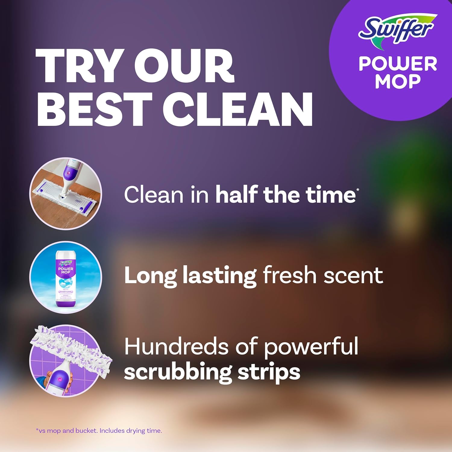 Swiffer PowerMop Multi-Surface Mop Kit for Floor Cleaning, Includes PowerMop, 2 Mopping Pad Refills, 1 Cleaning Solution with Fresh Scent and 2 Batteries - Rayz Mart
