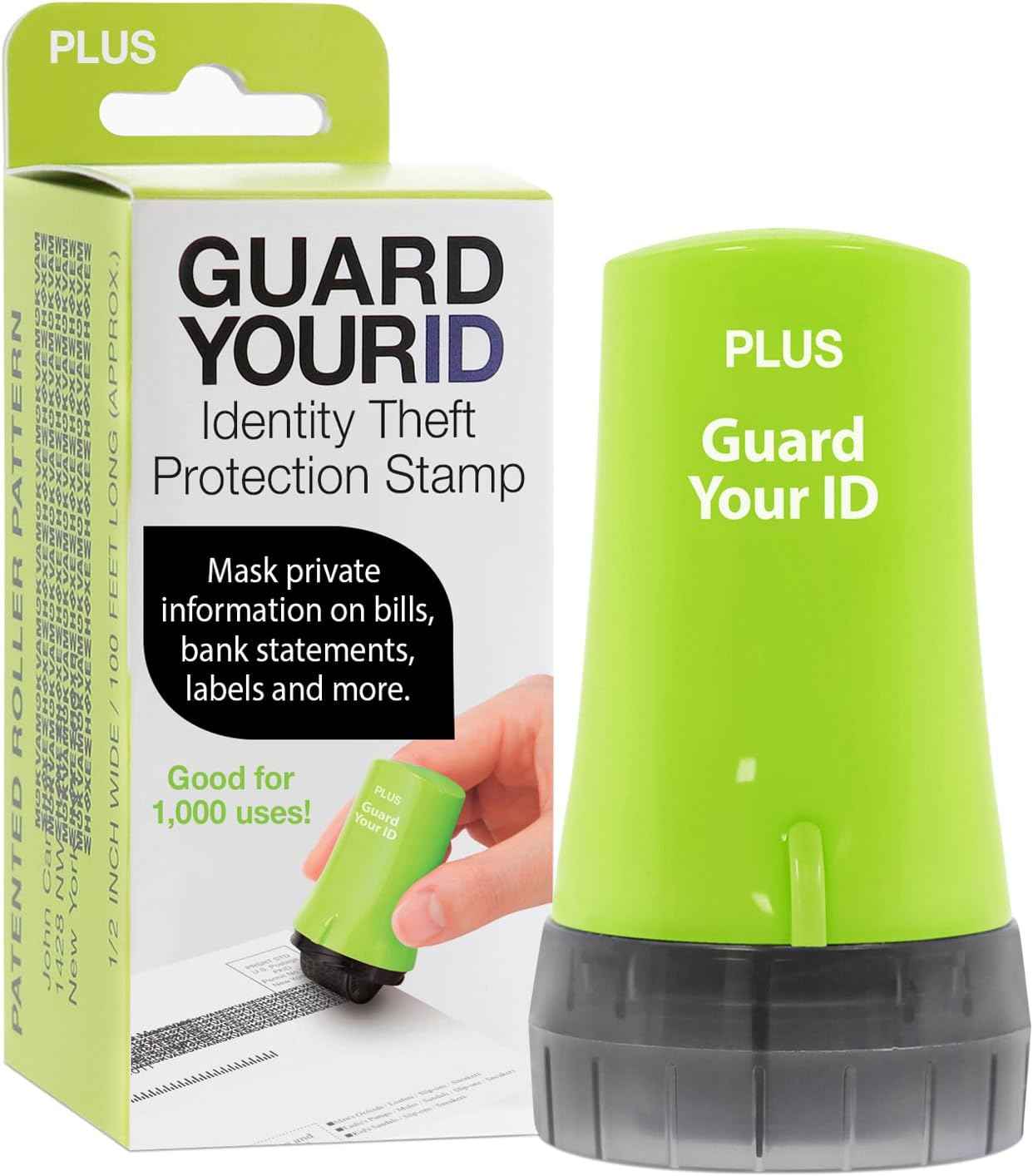 Guard Your ID Advanced 2.0 Roller 3-Pack for Identity Theft Protection, Confidential Security Stamp Mixed Color Kit (Turquoise, Green, White)