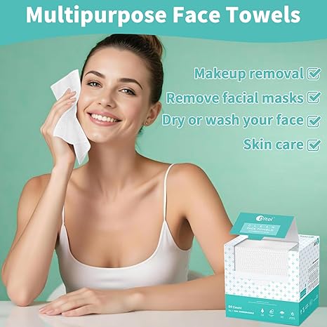 Ditoi Ultra Soft Disposable Face Towels, 10x12 inches, 50 count, Plant Fiber, Sensitive Skin