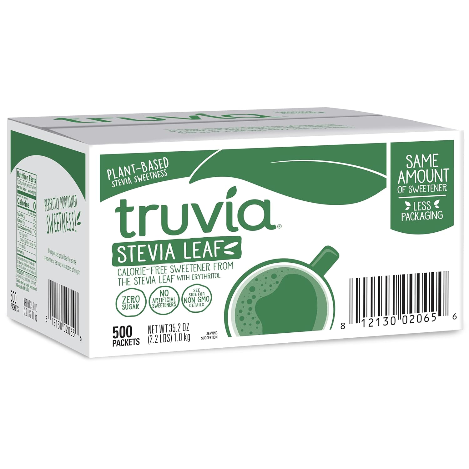 Truvia Original Calorie-Free Stevia Leaf Sweetener Packets, 500 Count, 35.25 oz Box, Zero-Calorie, Non-GMO, Gluten-Free