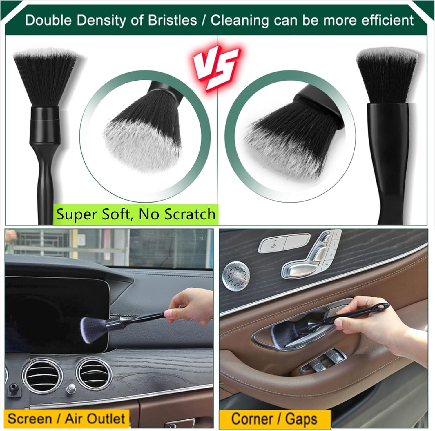 Car Interior Duster Detail Brush Cleaning Gel Kit with Soft Dash Vent Dusting Slime Putty Detailing Brushes for Auto, Truck, SUV, RV