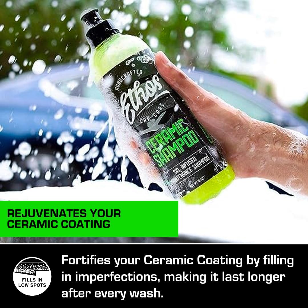 Ceramic Car Shampoo for Slick Car Wash - pH-Balanced Soap with Hydrophobic Protection - Enhances Coatings