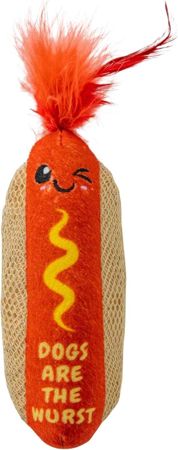 Catstages Crunchy Pickle Kicker Cat Toy – Plush Crinkle Toy with Catnip and Dental Mesh, 6.5"