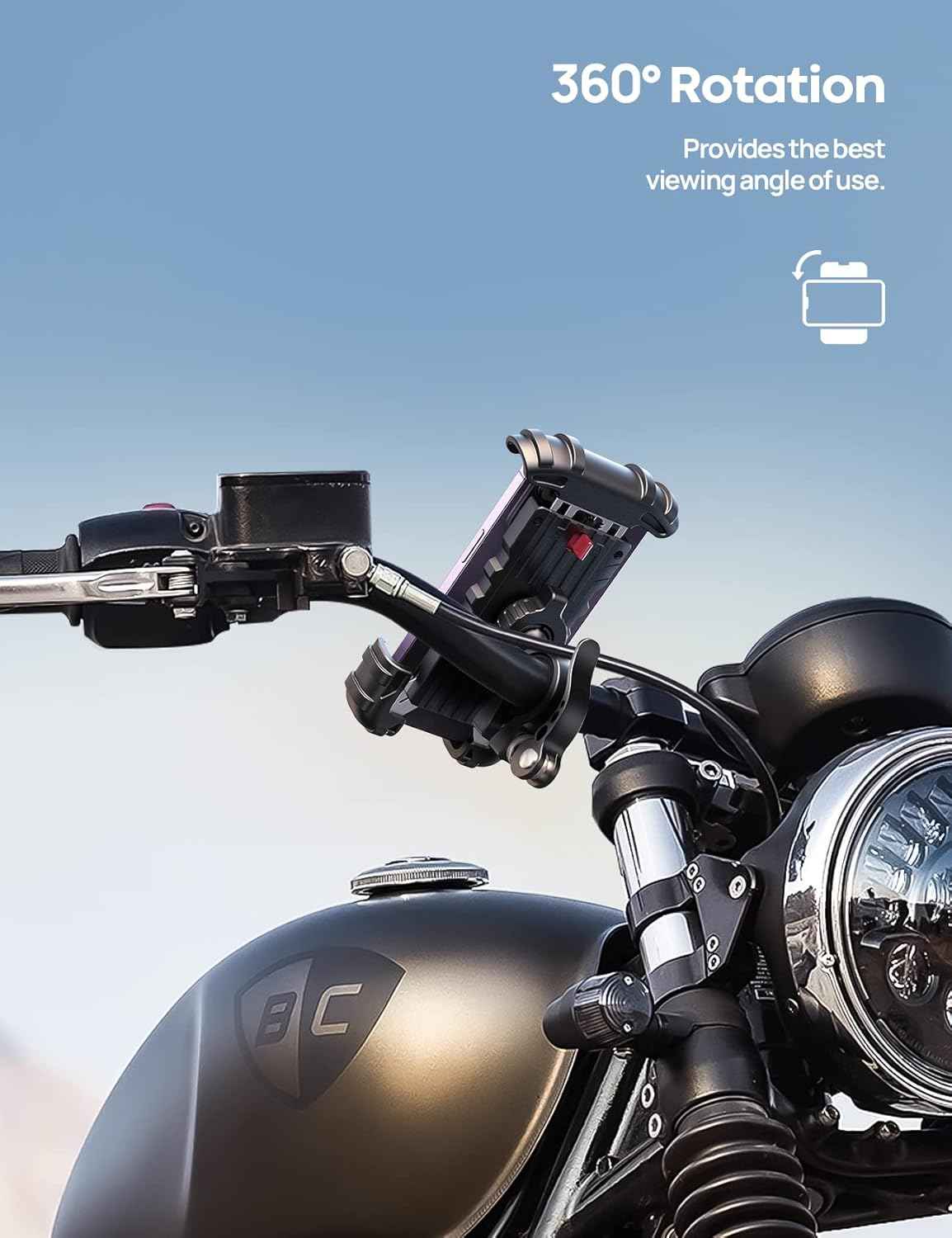 Lamicall Bike Phone Holder, Motorcycle Mount - Motorcycle Phone Holder, Handlebar Cell Phone Clamp, Scooter Phone Clip for iPhone Air 17 Pro Max, 16 15 Pro Max Plus, S20, More 4.7 to 6.8" Smartphones