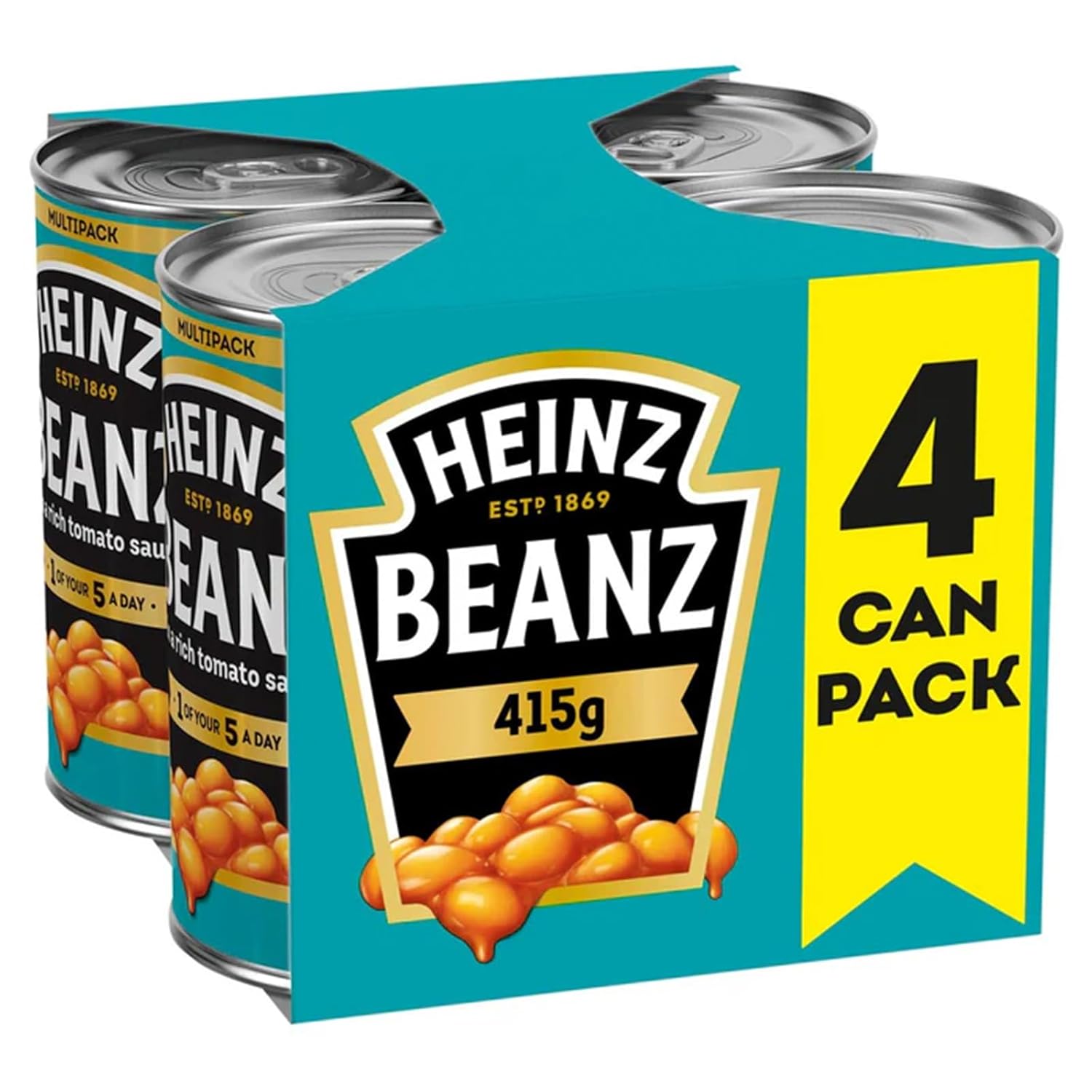 Heinz 415g baked beans 4-pack food cans from England