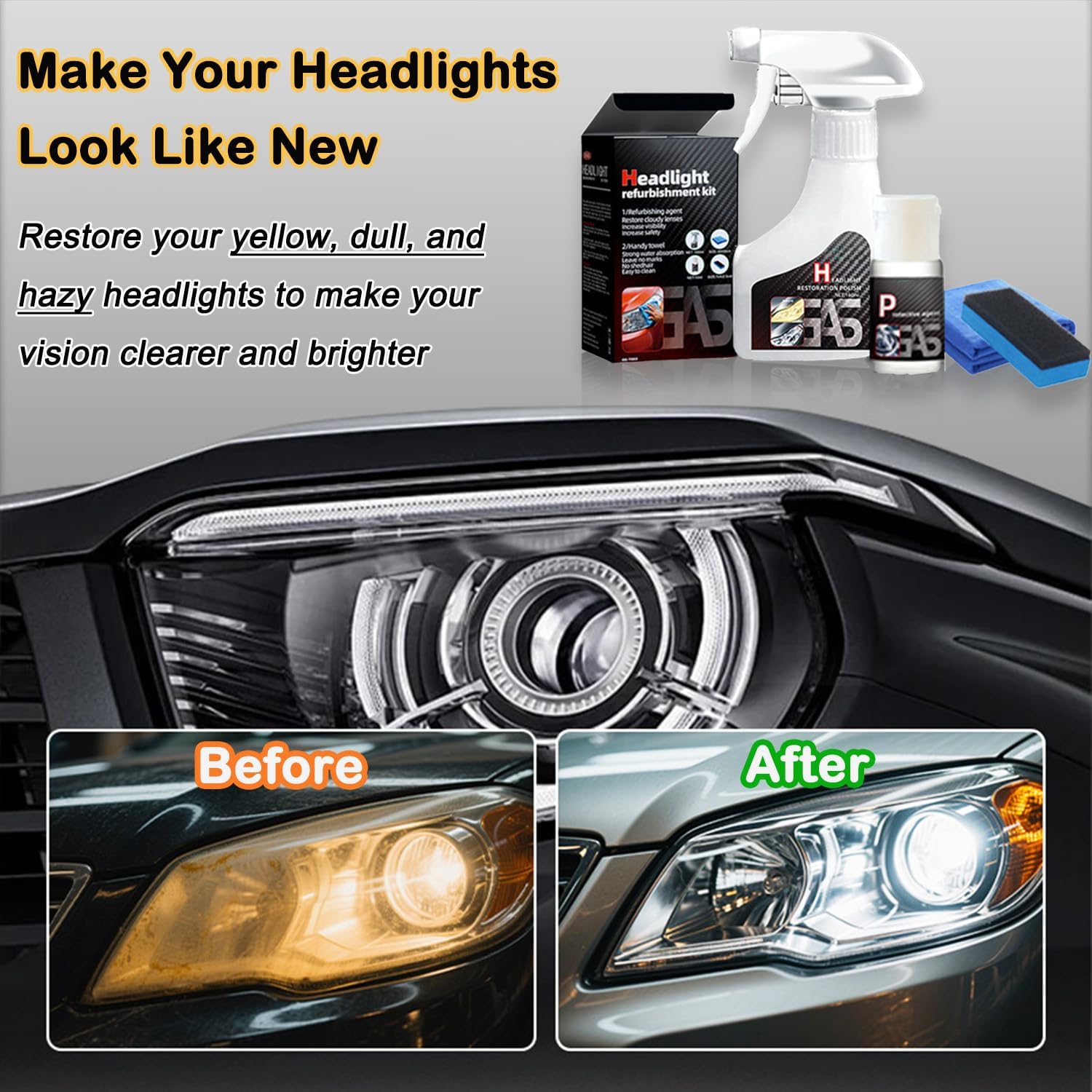 Car Headlight Restoration Polishing Kits with 6.3Fl.Oz Ceramic Coating Spray