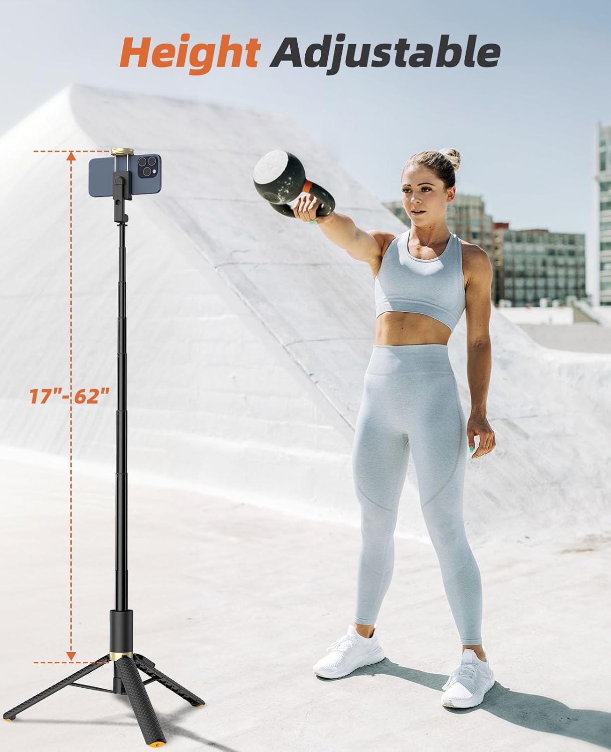 Vimose Phone Tripod & Selfie Stick with Remote, Portable, Lightweight for Video Recording Vlog, Extendable Travel Tripod Stand Compatible with iPhone Android, Black, 62"