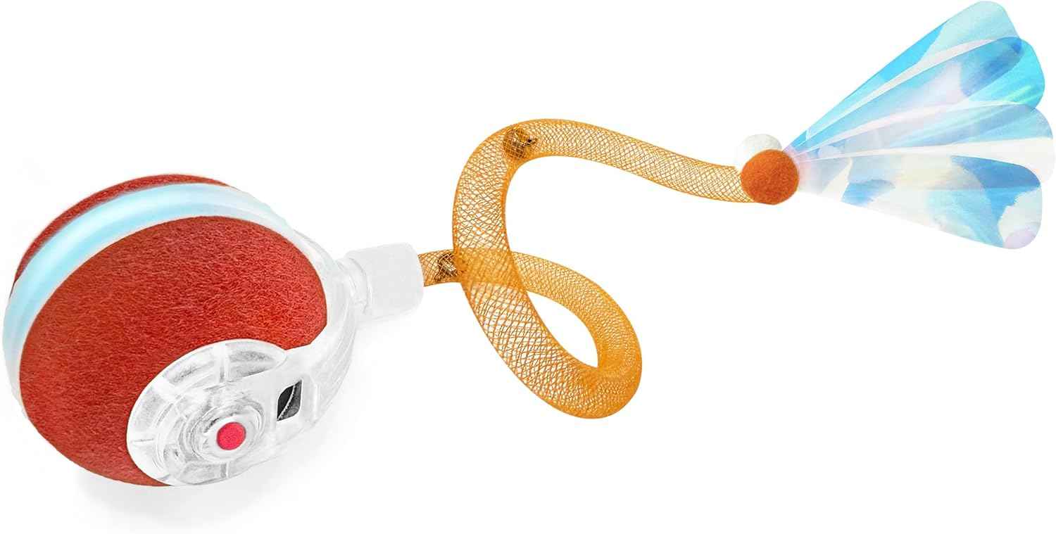 Interactive Cat Toys for Indoor Cats,The 3rd Generation Agile Moving Cat Ball with Elastic Mesh Tail,Automatic Kitten Toys for Bored Indoor Cats,Motion Activated (Orange)