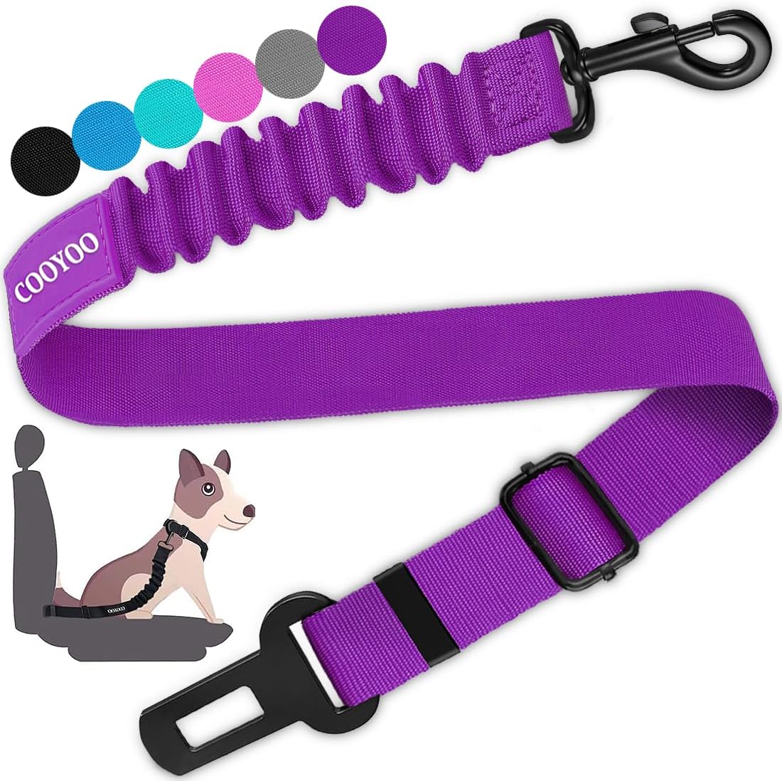 cooyoo dog seat belt 3 piece set adjustable nylon pet safety harness heavy duty elastic
