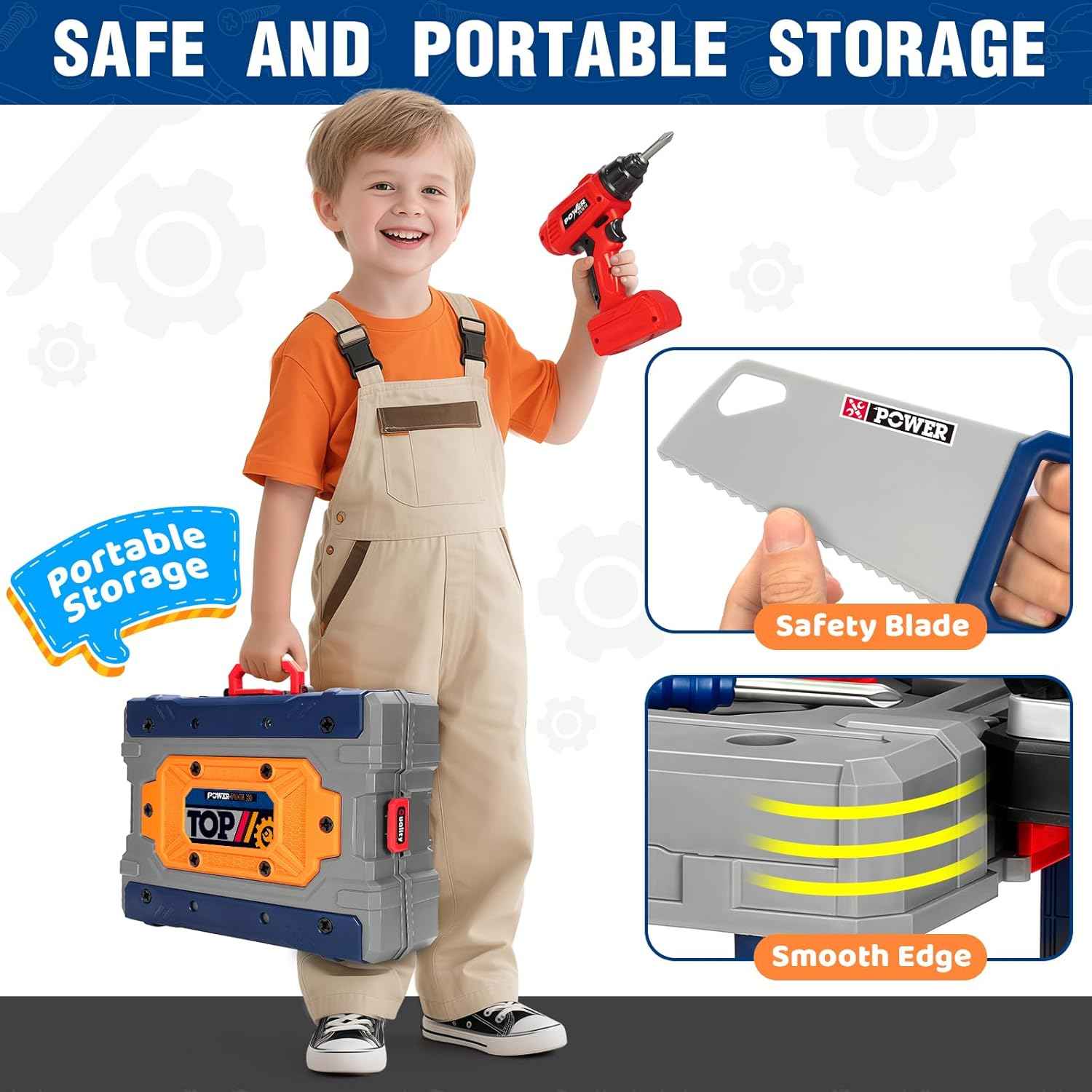 TooyBing Kids Tool Bench Set with Electric Drill and Realistic Tools, Construction Workbench Playset Toy for Toddler 3-5, Easy Set up, Kids Boy Toys, Birthday Gifts for Boys Age 3 4 5 Year Old