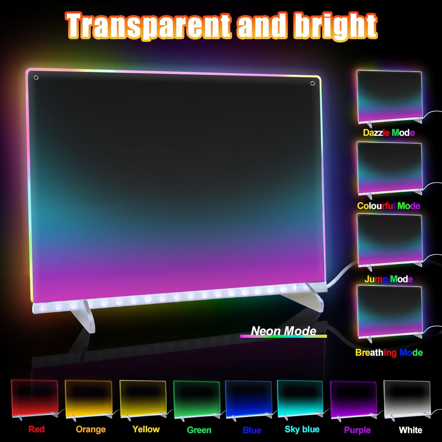 Led Note Board with Colors,16''Drawing Tablet,6 Modes & 8 Colors Light Up Drawing Board,Kids Toy with 13 Light Effects,Birthday Holiday Day Gifts for Girls & Boys Age 3+,Tracing Book（White）