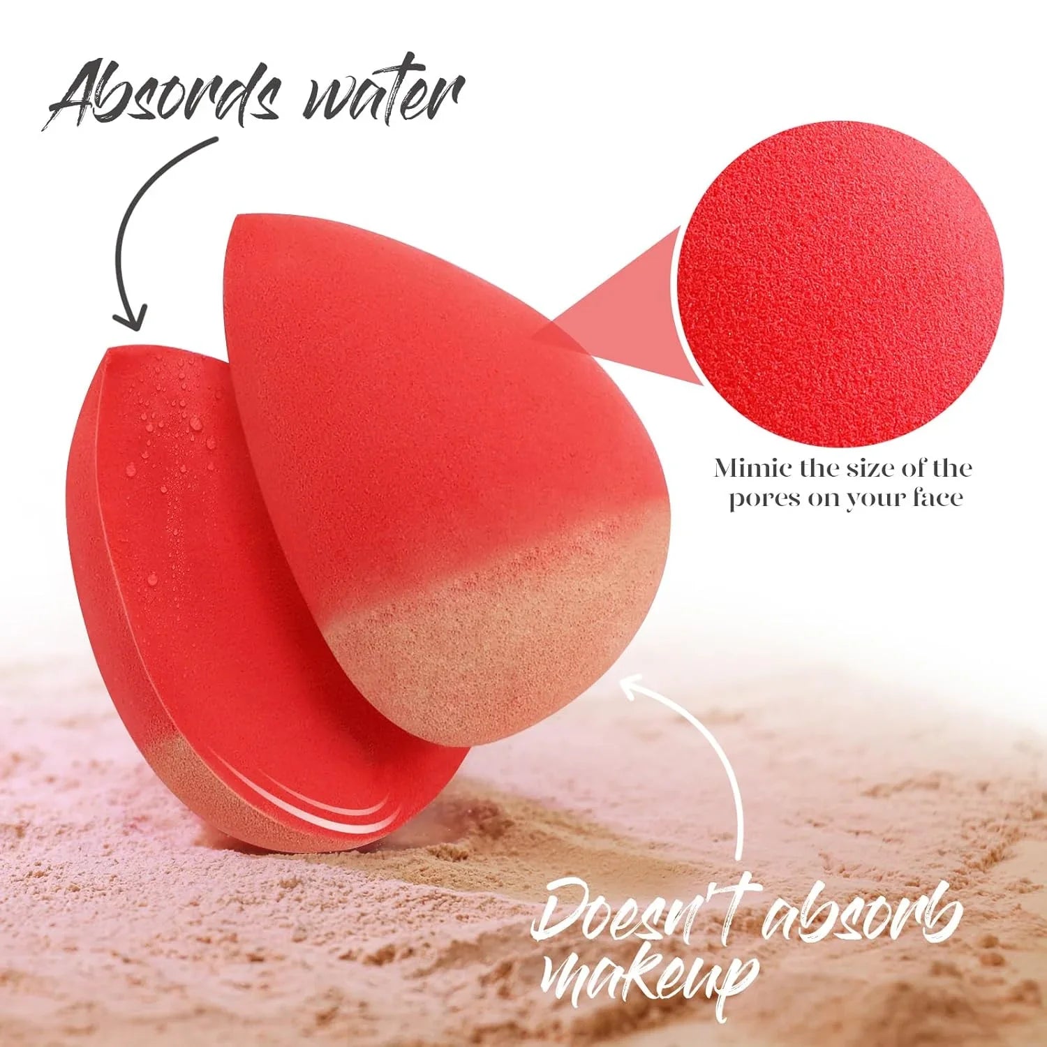 5-piece latex-free makeup sponge set for blending foundation, liquid, cream & powder, ultra-soft, vegan