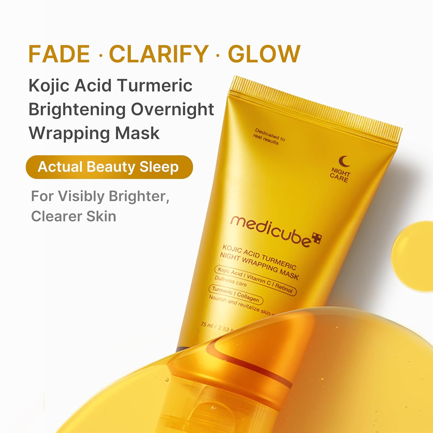 medicube Wrapping Mask Kojic Acid and Turmeric Overnight Peel Off Facial Mask, 2.53 fl.oz, Korean Skin Care