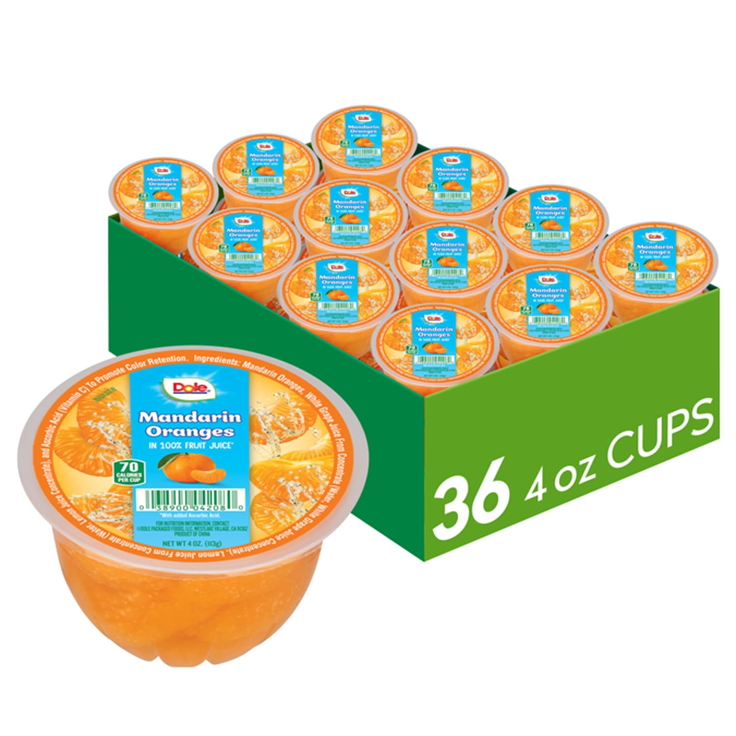 dole fruit bowls mandarin oranges 100% juice 4oz 36 cups gluten & dairy free bulk lunch snacks