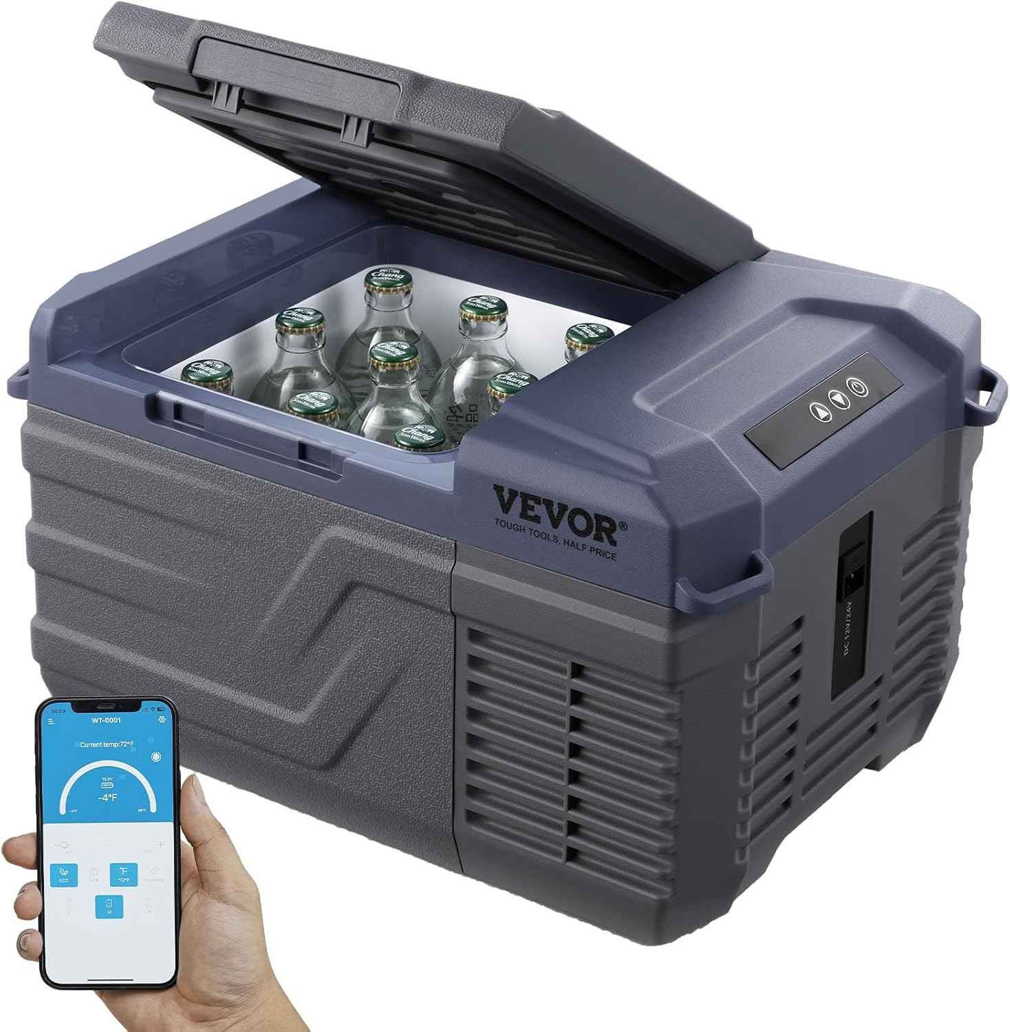 VEVOR Car Refrigerator, 12 Volt Car Refrigerator Fridge, 9 L Single Zone Portable Freezer, -4℉-68℉ Adjustable Range, 12/24V DC and 100-240V AC Compressor Cooler for Outdoor, Camping, RV