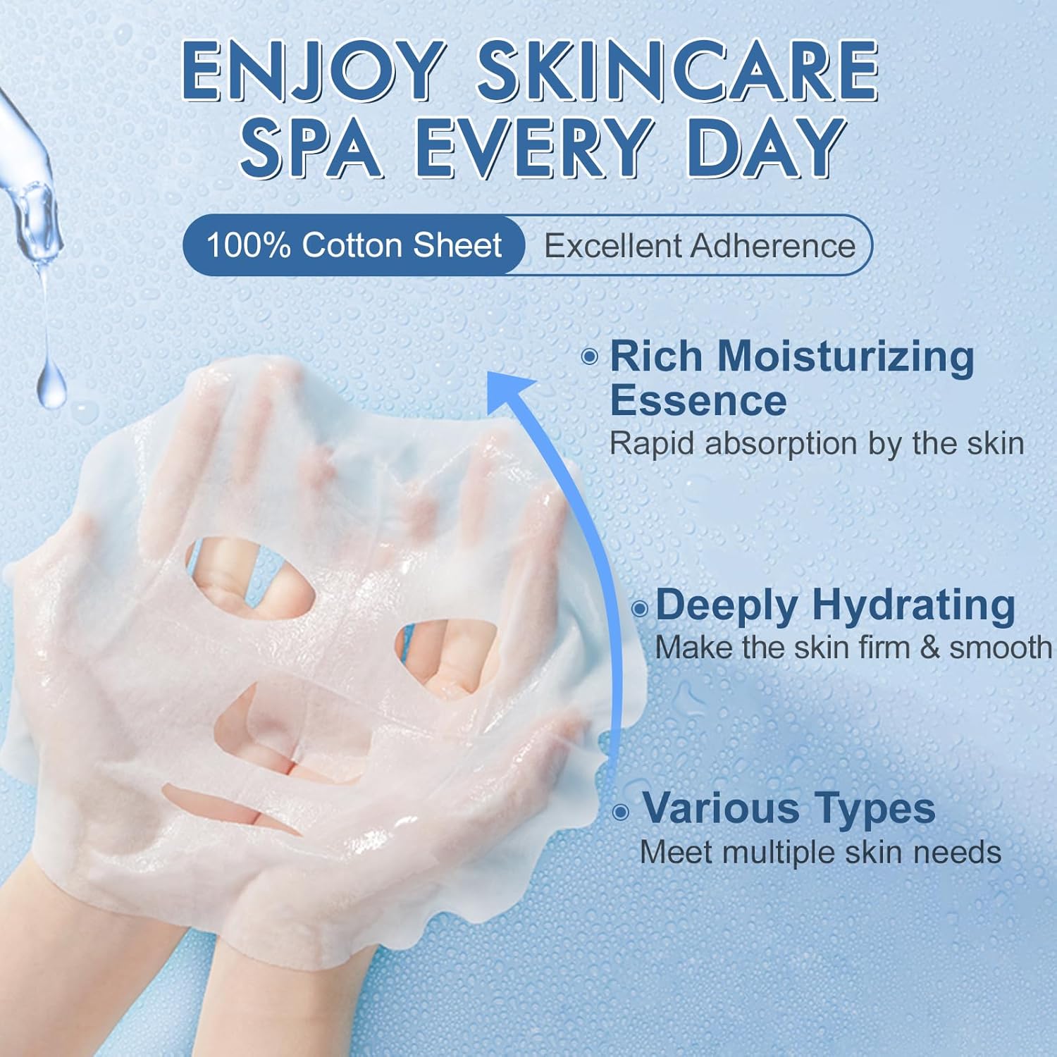 14 pack sheet face masks for dry skin, hydrating bulk facial mask set for women's skincare, gift face spa