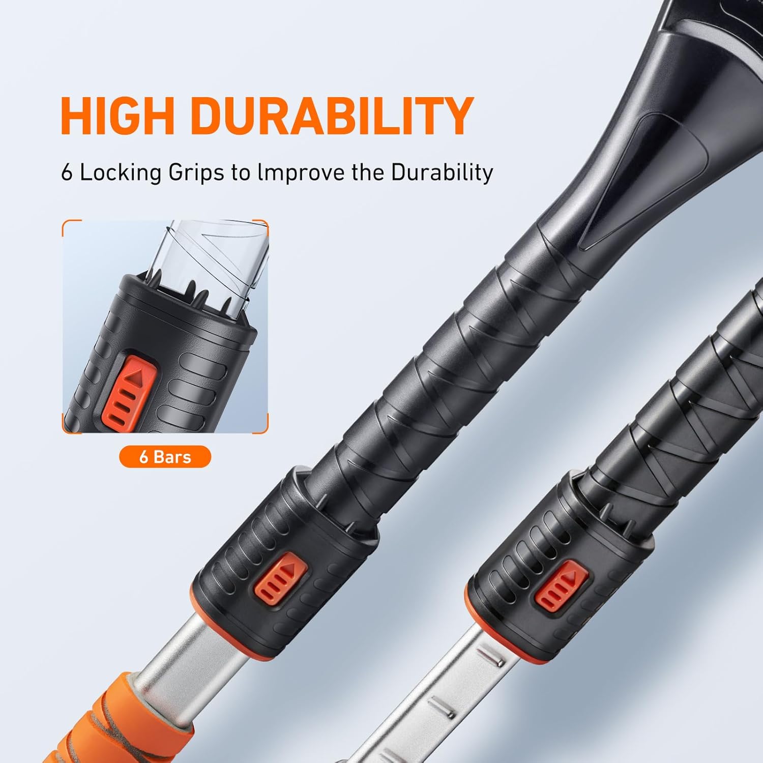 astroai 47.2 inch ice scraper with extendable snow brush and 360° pivoting head for cars and trucks (orange)