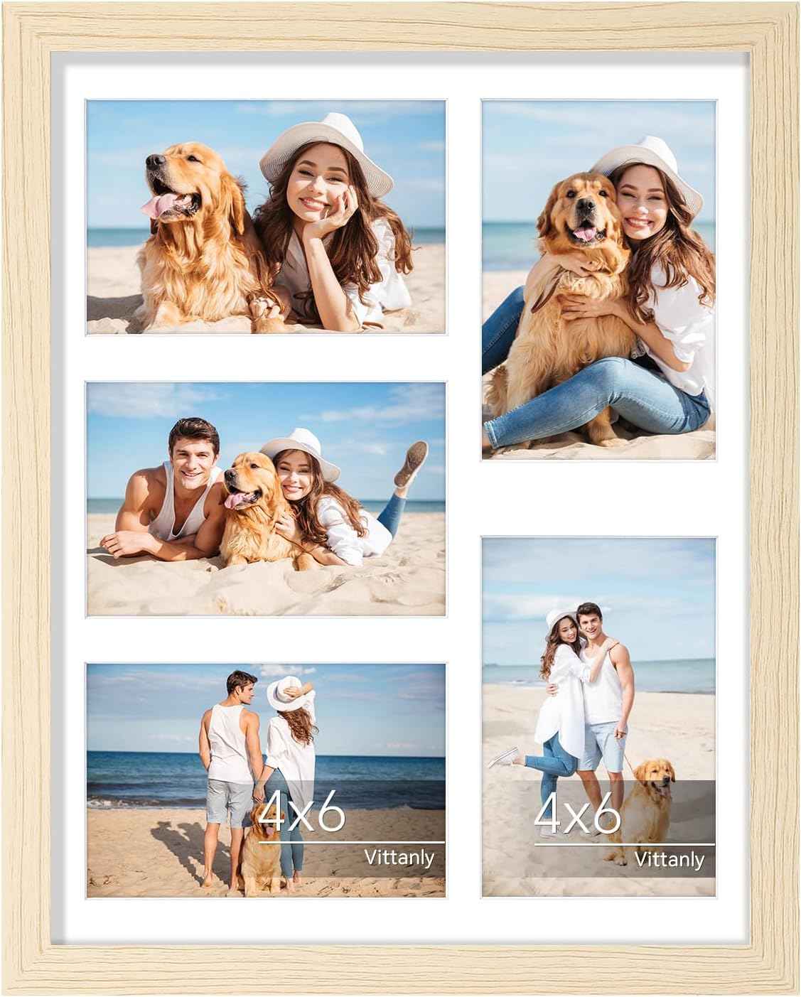 Vittanly 11x14 Collage Picture Frame, Displays 5Pcs 4x6 Pictures with Mat or 1Pcs 11x14 without Mat for Wall Mounting, Picture Frames Collage Wall Decor in Black, 1 Pack
