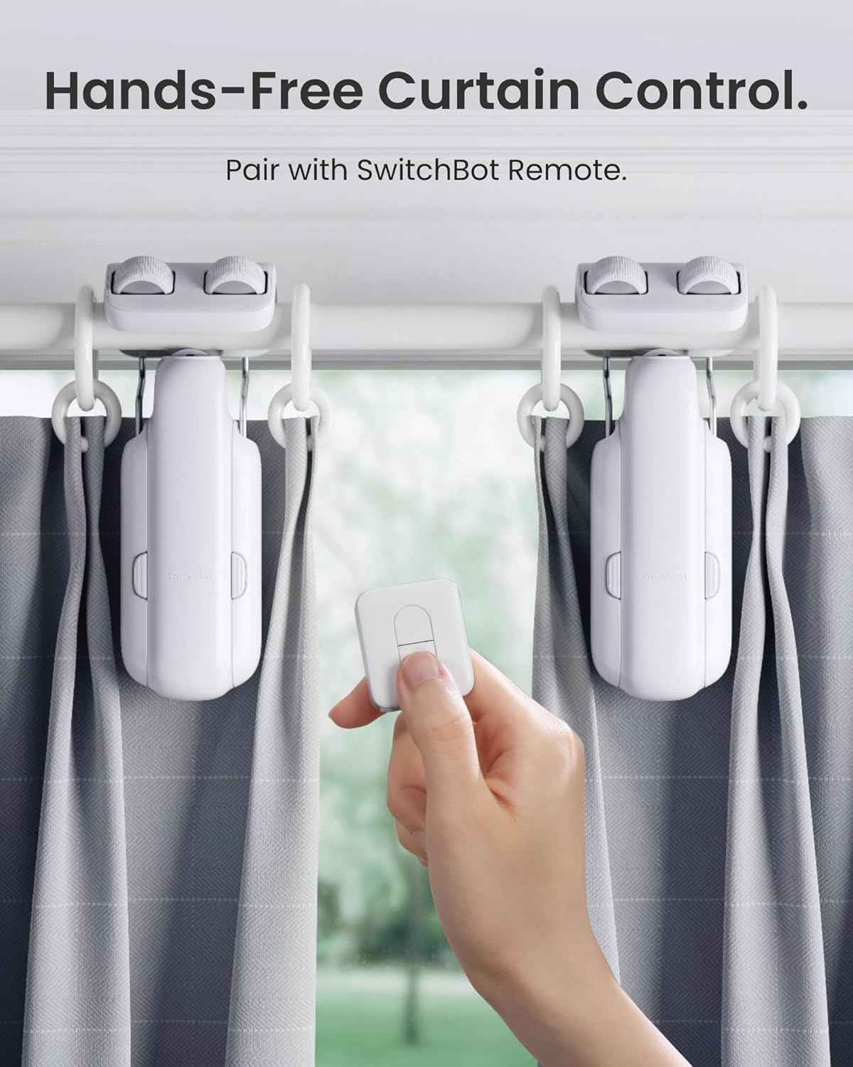 SwitchBot 2025 Automatic Curtain Opener 3 Rod-Bluetooth Remote Control, WiFi&Smartphone Control, Upgraded High-Performance, Add Hub to Work with Alexa, Google Home, HomeKit