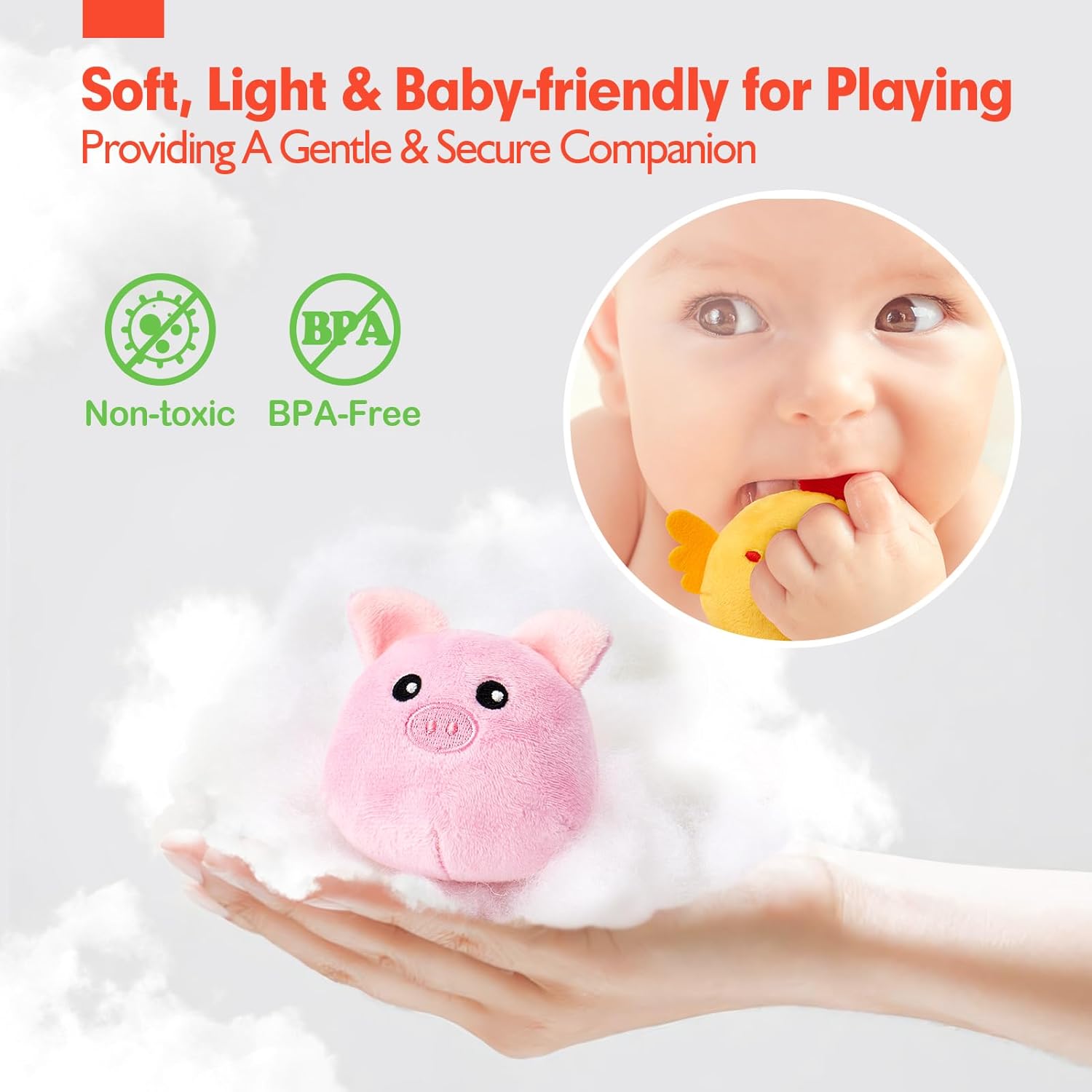 hahaland Baby Toys 6-12 Months - Surprise Barn Stuffed Farm Animals, Rattle, Crinkle, Mirror, Montessori Toys for 6 Month Old Sensory Balls 1-3, Baby Boy Gifts, Farm Plush Toys for Babies Travel Toy