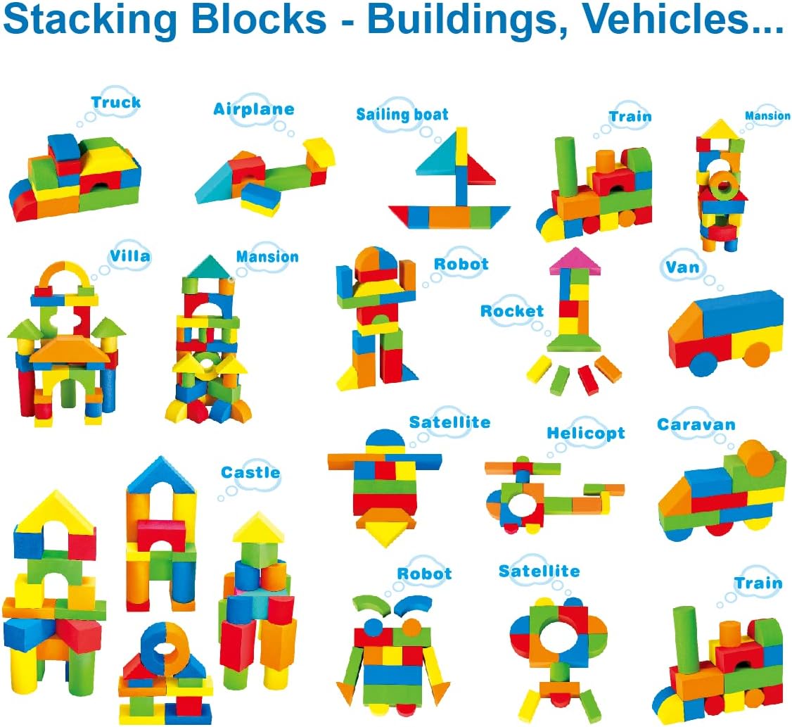 Pairez Toys Foam Building Blocks for Toddlers 2-4, 41 Pieces EVA Soft Stacking Blocks, Baby Bath Foam Toy Set, Early Learning Construction Toys & Gifts for Kids, Boys & Girls 18+ Months