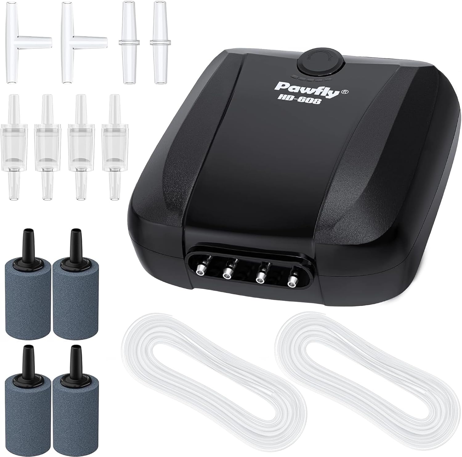 pawfly aquarium air pump oxygen pump for 10-200 gallon fish tanks buckets dual outlet