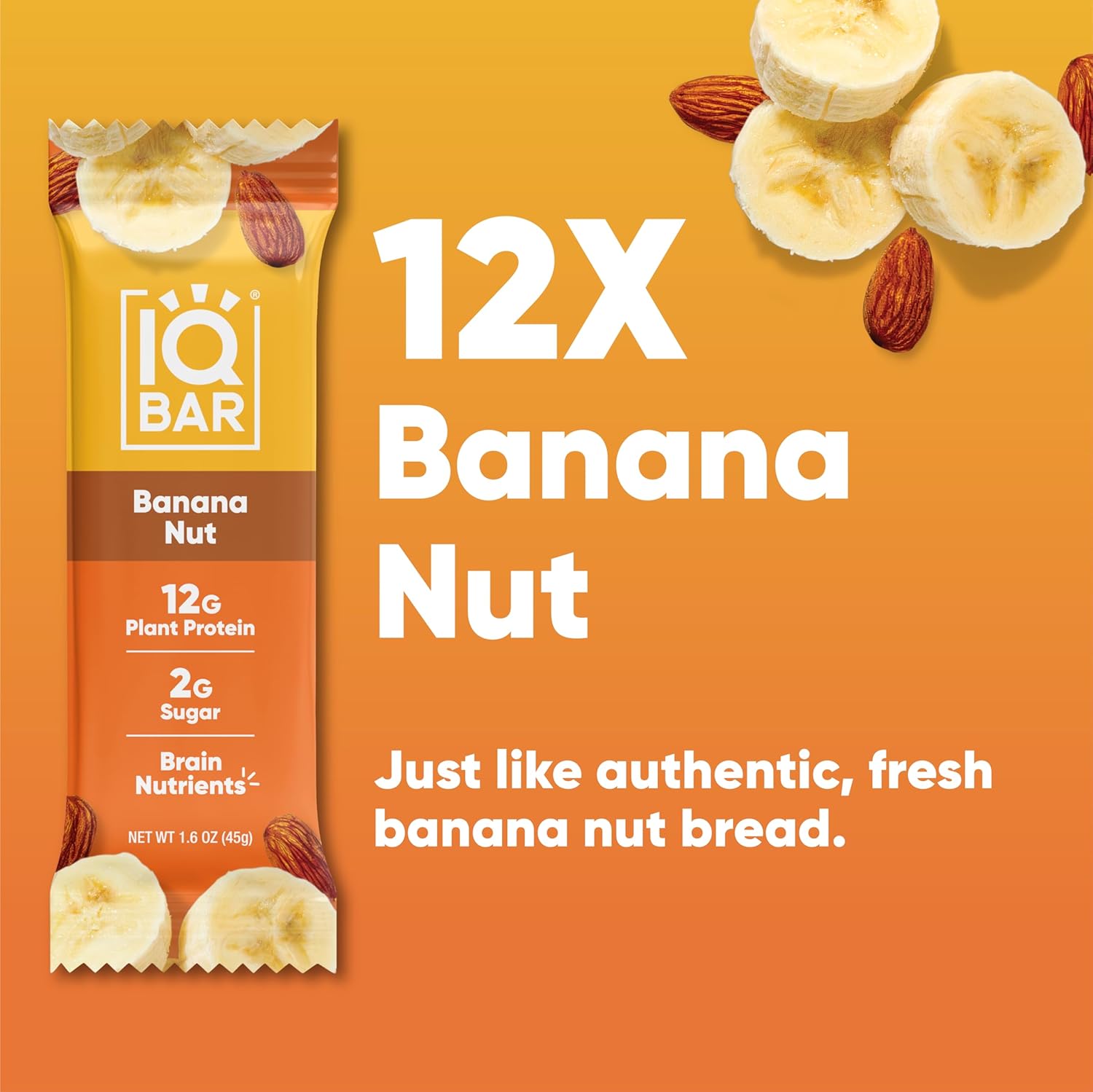iqbar banana nut clean plant protein bar keto vegan high fiber 12 count gluten dairy free