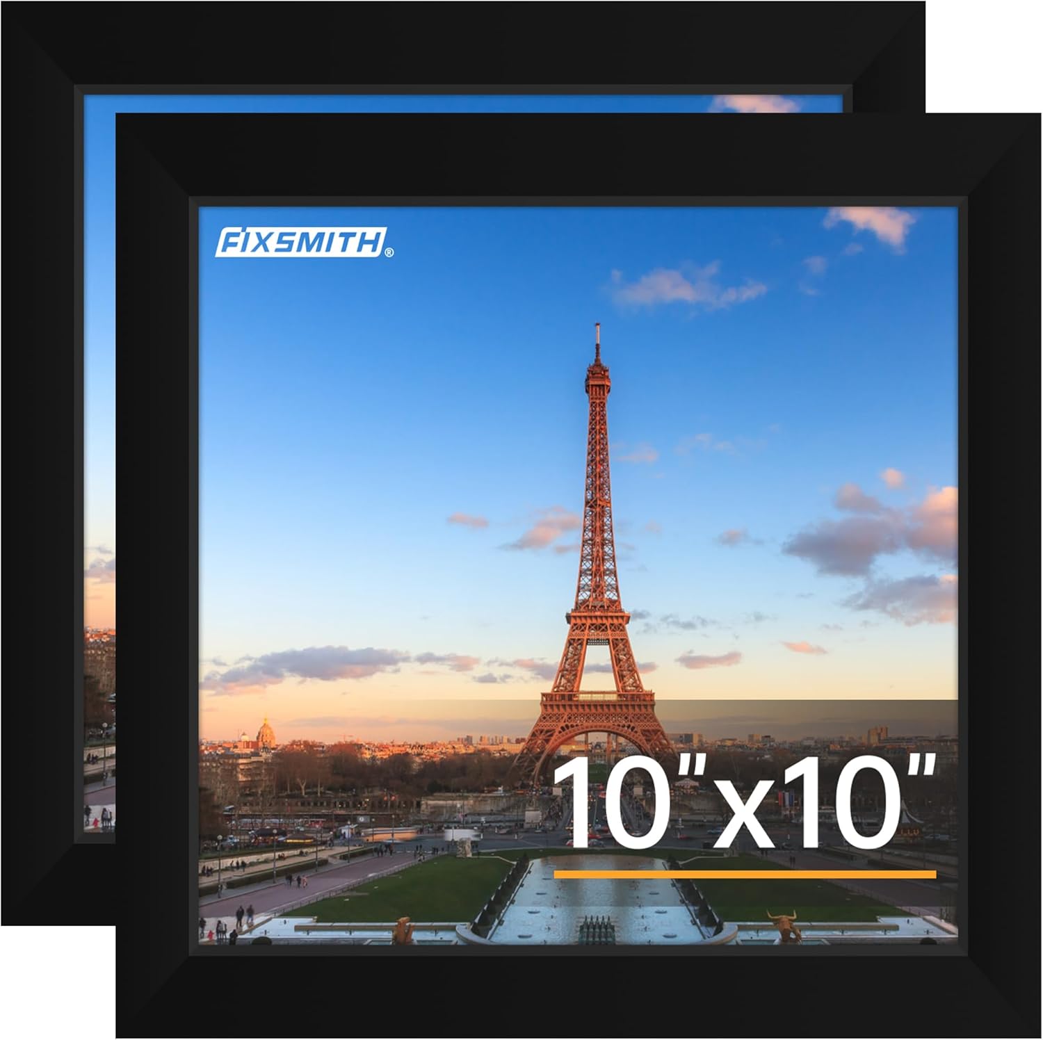 FIXSMITH 8x10 Picture Frame Set of 2, Photo Frame with HD Plexiglass, Display Pictures 5x7 with Mat or 8x10 Without Mat Multi Picture Frames Collage for Tabletop or Wall Display, Black