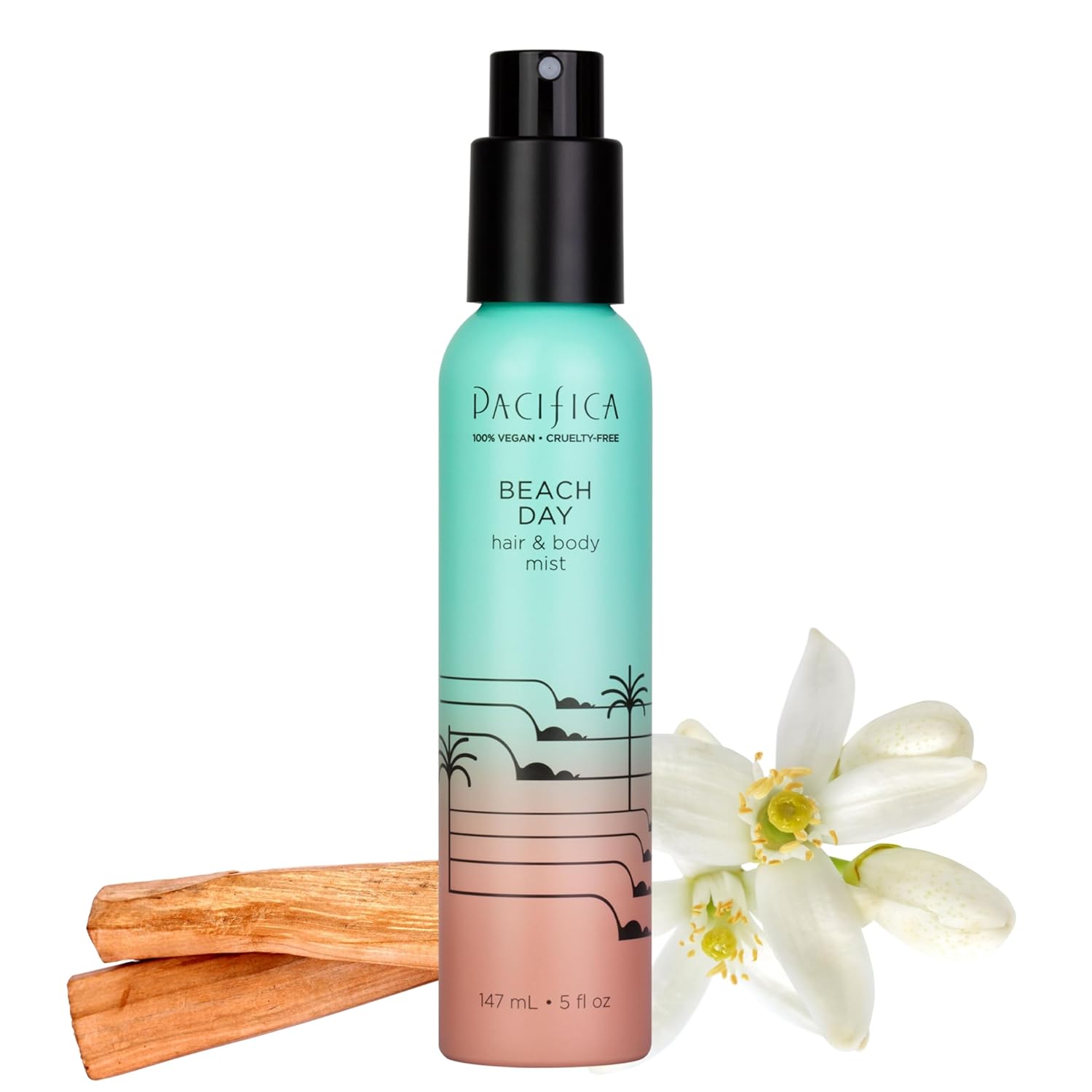 pacificas island vanilla 6oz hair and body mist, paraben-free, no alcohol, vegan and cruelty-free for women