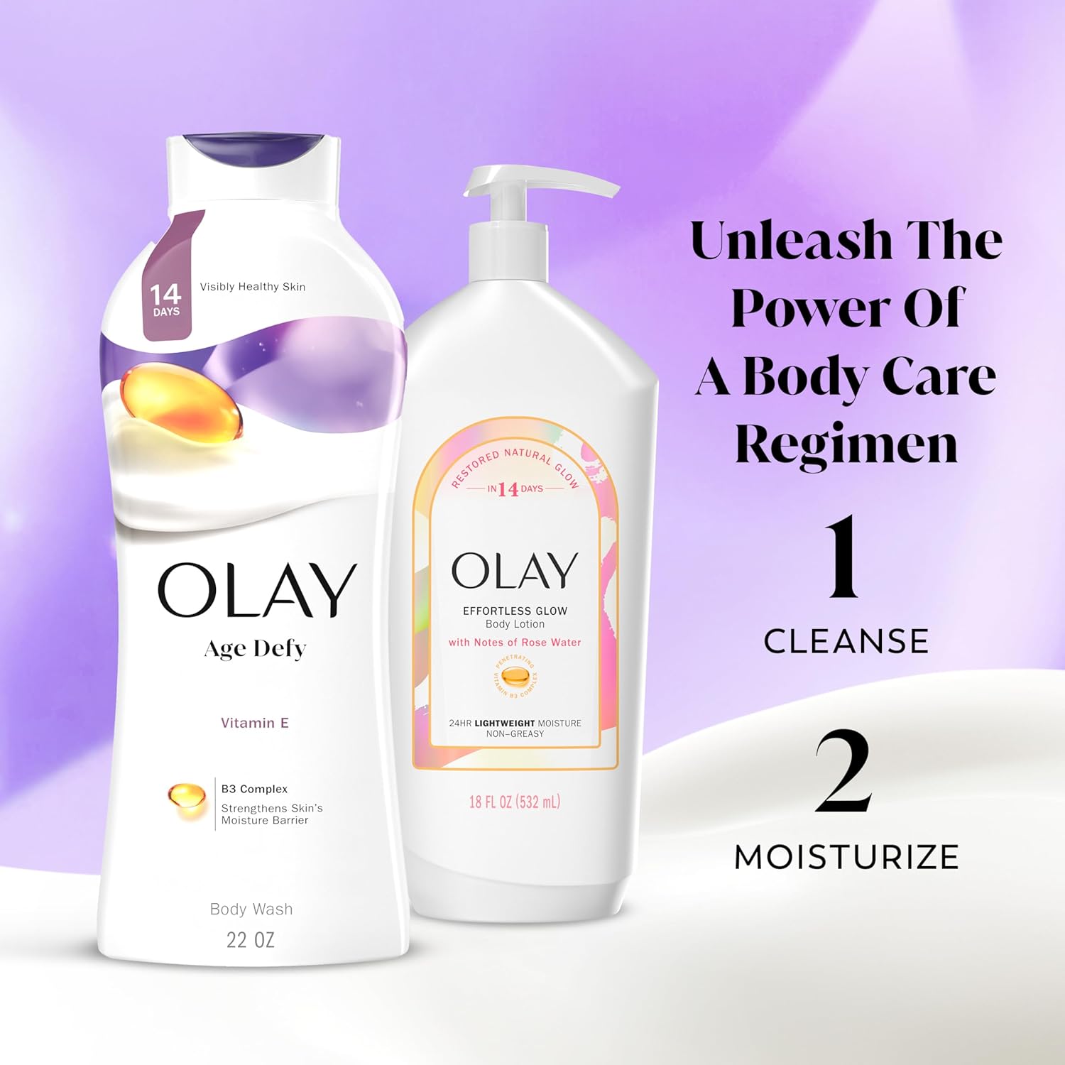 olay body wash for women, 24hr moisturizing, hydrating & refreshing, b3 vitamin complex, paraben-free, 22 fl oz, pack of 2