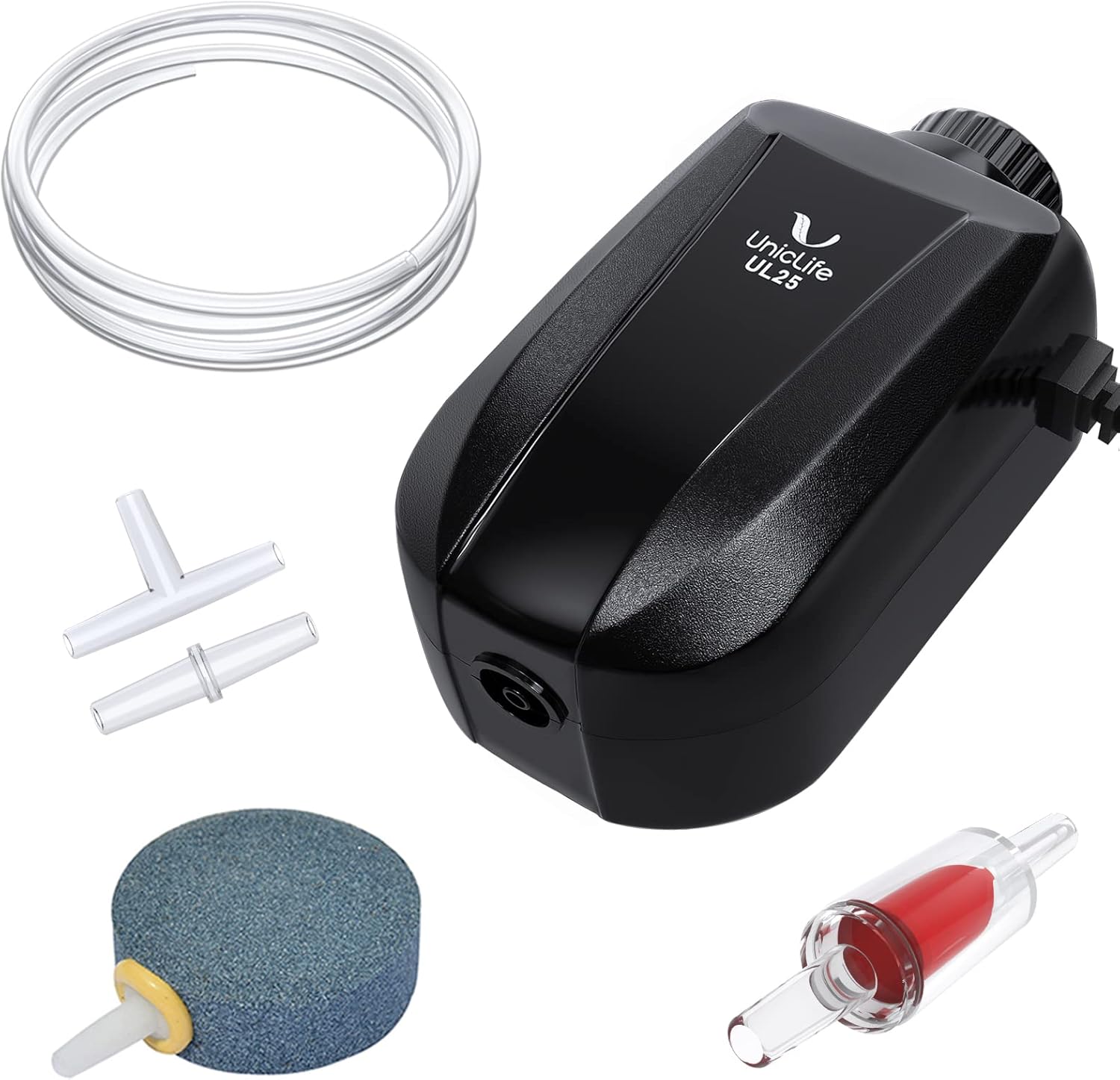uniclife  dual outlet aquarium air pump for 5-200 gallon fish tank with accessories