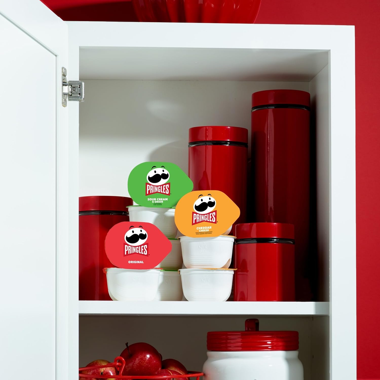 Pringles variety pack of 27 single-portion cups, 19.3oz box, includes cheddar cheese, original, and sour cream and onion flavors