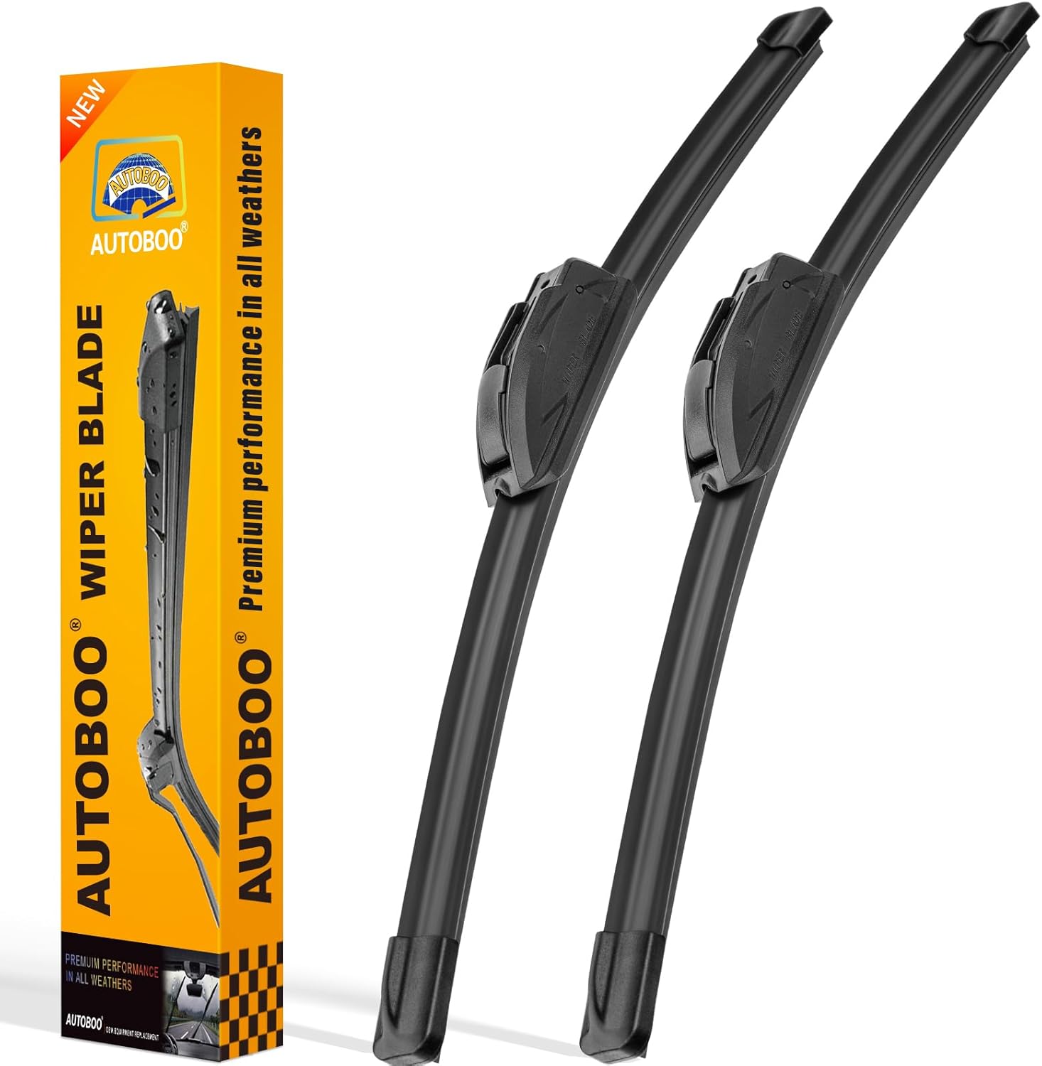 AUTOBOO 26" and 16" Windshield Wipers Blades (Pack Of 2),OEM Quality Premium All-Seasons Wiper blades,Stable and Quiet wiper blades