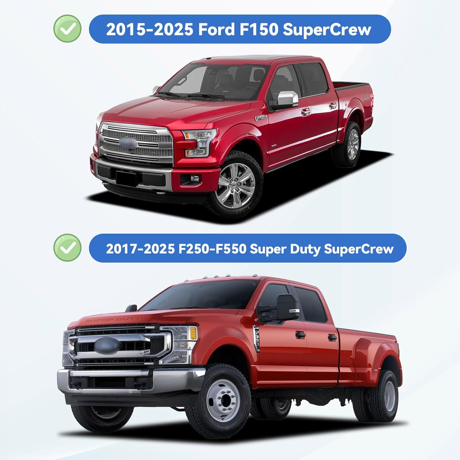 Window Visors Rain Guards for 2015-2026 Ford F150 SuperCrew, Out-Channel Sun Rain Shades Window Vent Deflectors for 2017-2026 F-150 Raptor F250 F350 F450 F550 Super Duty Crew Cab, for Full-Size Cabs