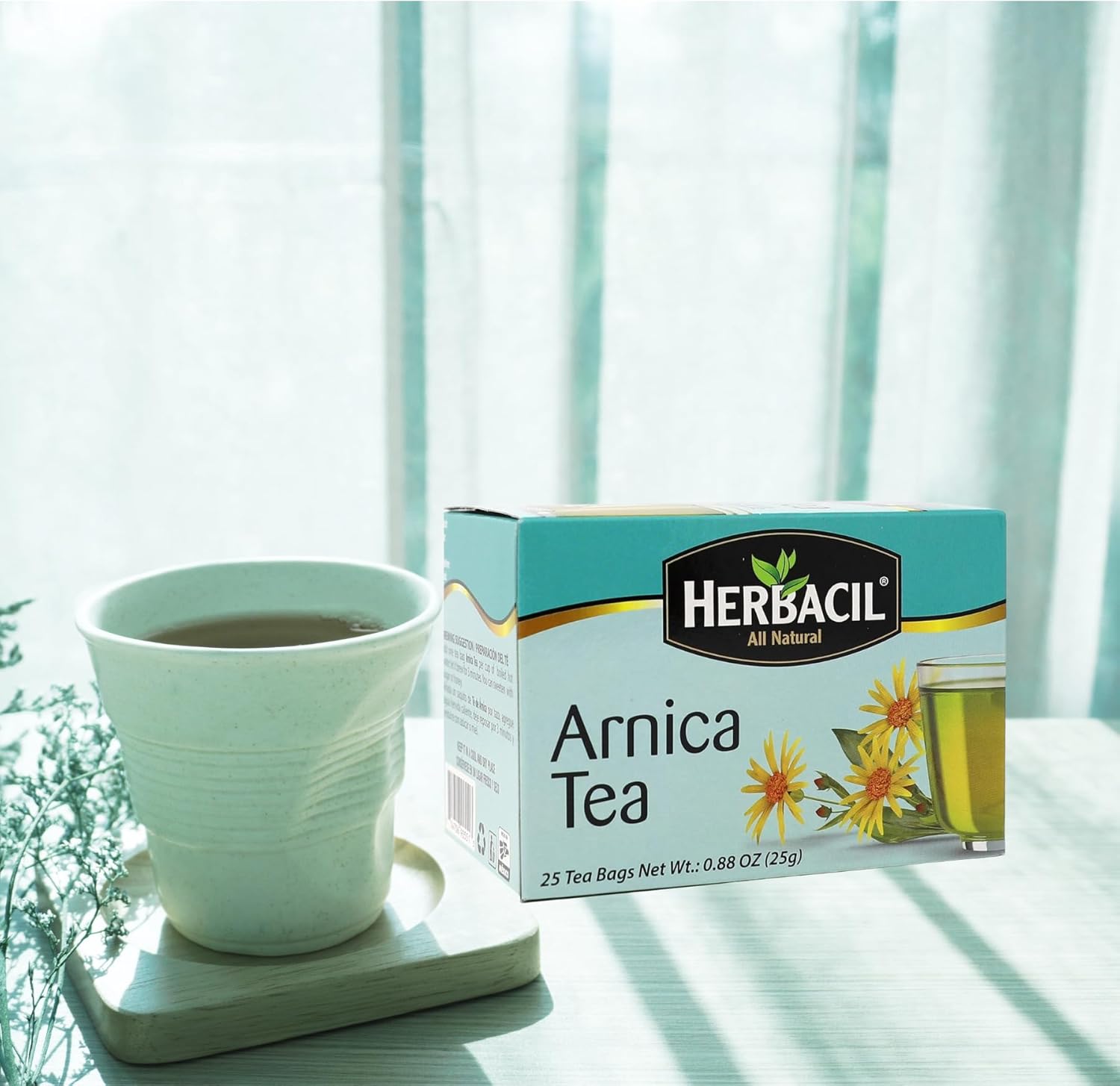 Herbacil Arnica Herbal Tea - Caffeine-Free, Natural Remedy, 25 Tea Bags per Box, 3-Pack (75 Total)