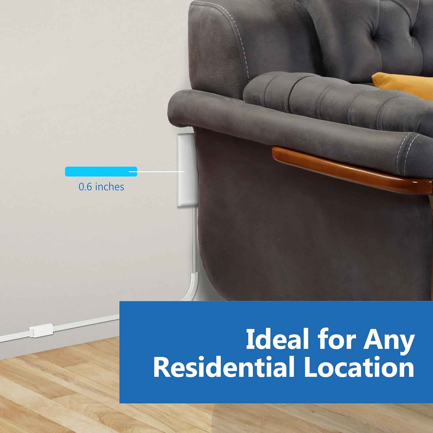 LIDER Flat-Face Outlet Extender with 3 Receptacles, Ultra-Thin Wall Plate Plug with Cord Extender and 3-Outlet Power Strip, 3ft Cord, LWE3-315-W, ETL-Listed, White