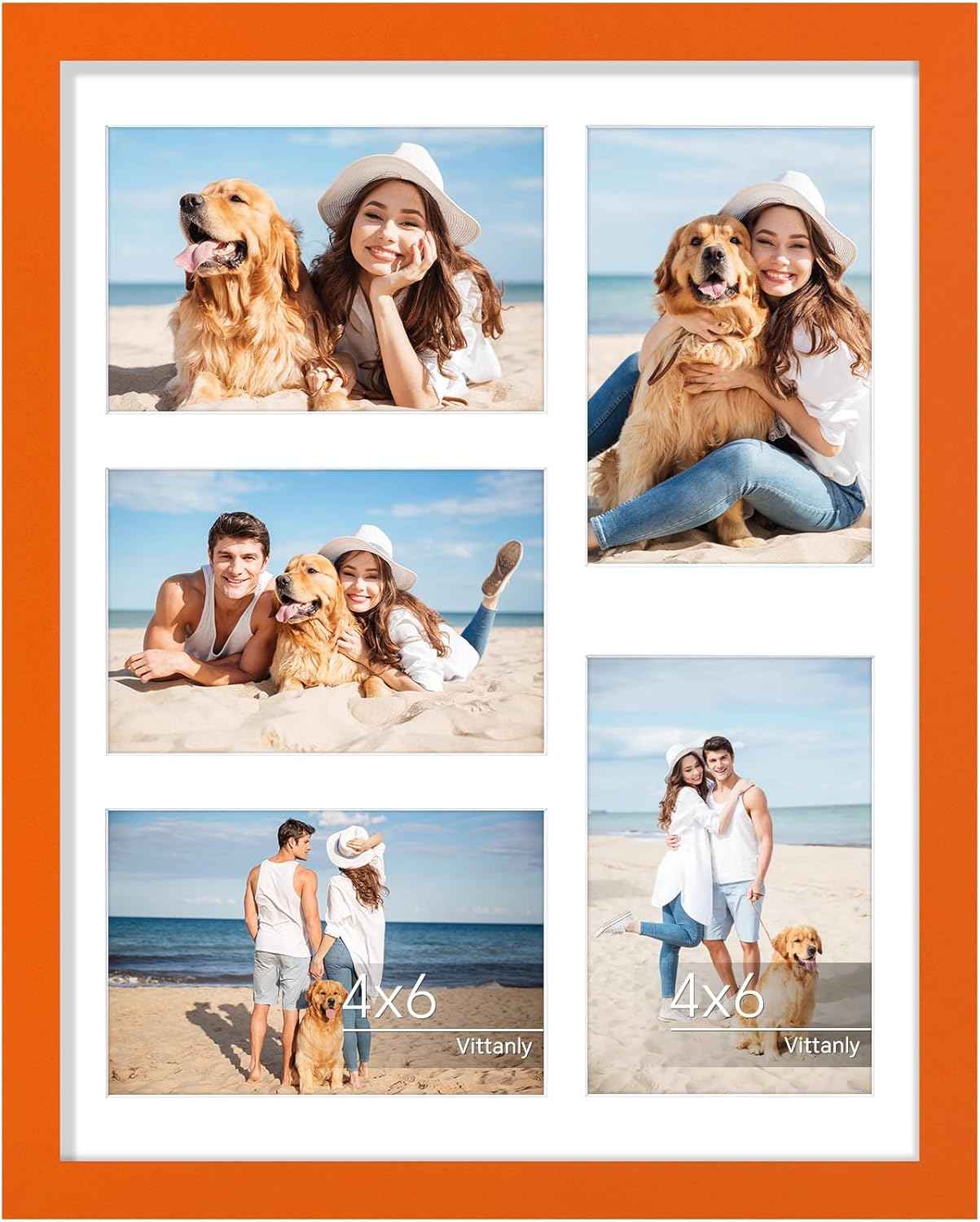 Vittanly 11x14 Collage Picture Frame, Displays 5Pcs 4x6 Pictures with Mat or 1Pcs 11x14 without Mat for Wall Mounting, Picture Frames Collage Wall Decor in Black, 1 Pack