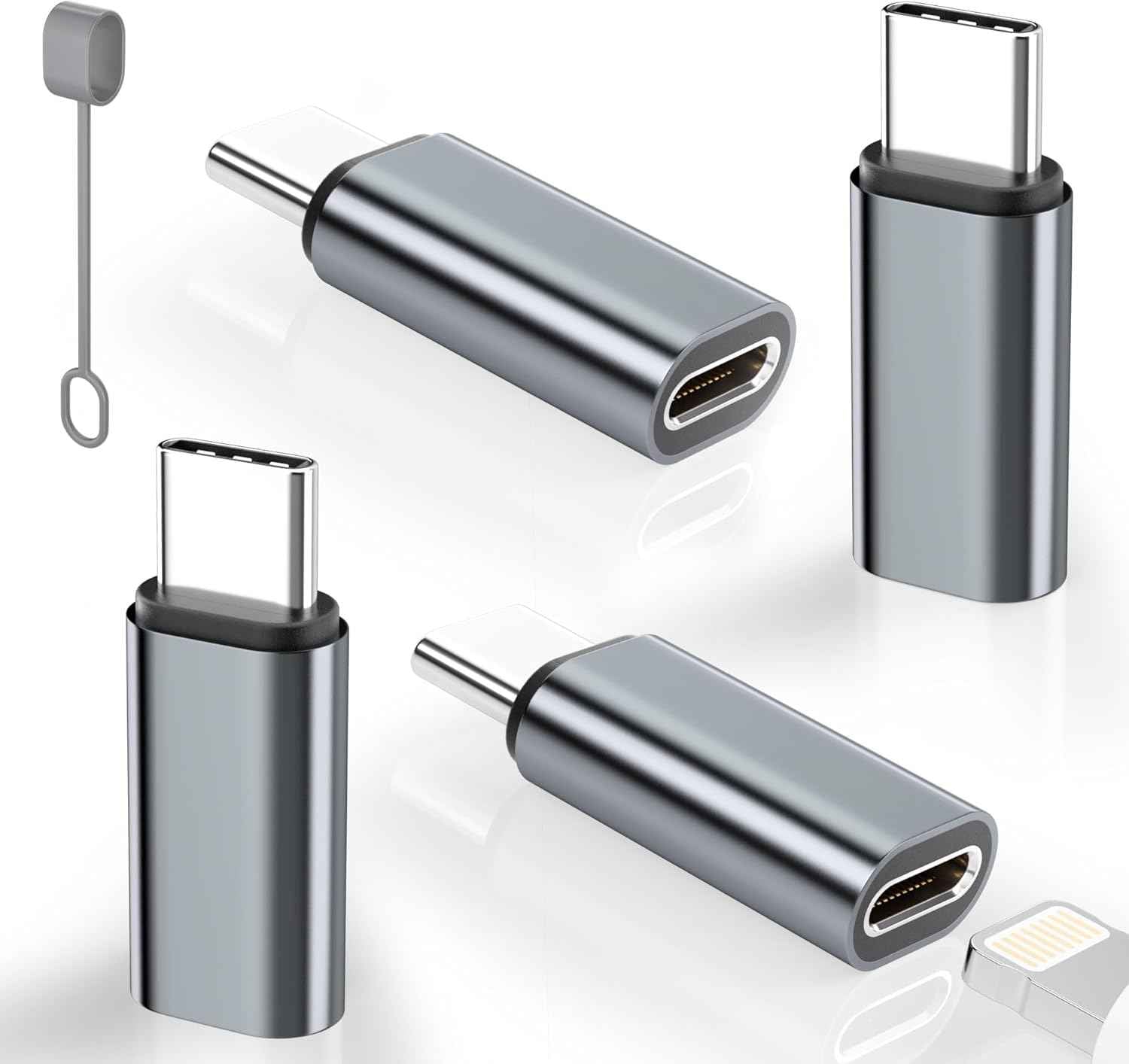4 Pack Lightning to USB C Adapter for iPhone 15/16/17 Pro/17 Pro Max,for iPhone 17/16 Charger,17/16 Accessories,Fast Charging & Data Transfer,USB C Charger Connector Cable,Not for Audio/OTG