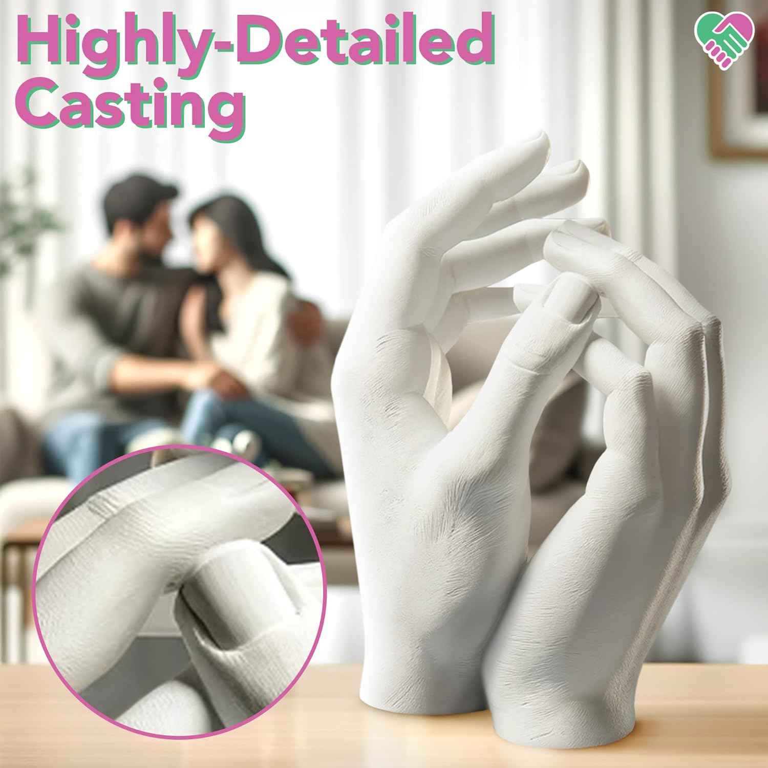 Luna Bean Hand Casting Kit – The Original Hand Mold Kit for Couples – Valentines Day Gifts for Her and Him - Anniversary Engagement Gifts for Women Men Mom Wife Boyfriend Girlfriend Wedding Bridal