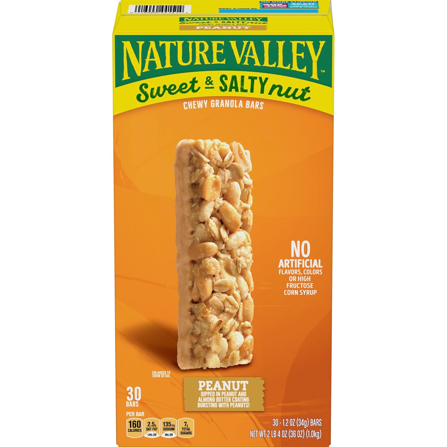 Nature Valley Sweet and Salty Peanut Granola Bars, 30 Bars, 36 OZ, Snack Bars