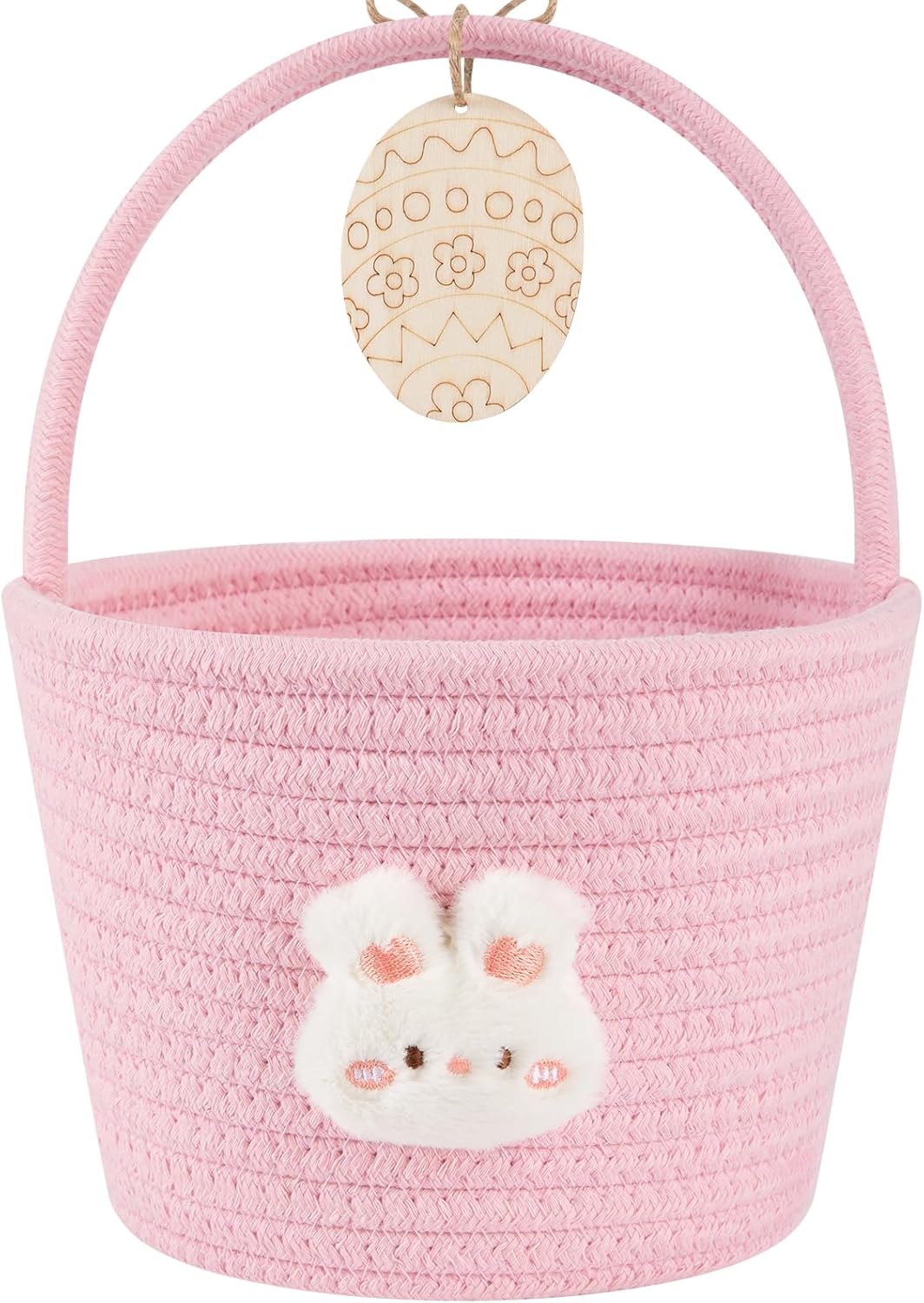 oiahomy-pink-easter-basket-with-handle-personalized-bunny-baskets-for-kids-and-gifts