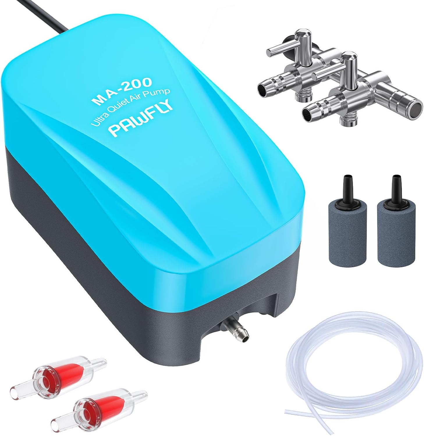 pawfly compact air pump quiet 15-40 gph oxygen aerator for 3-20 gallon buckets and fish tanks