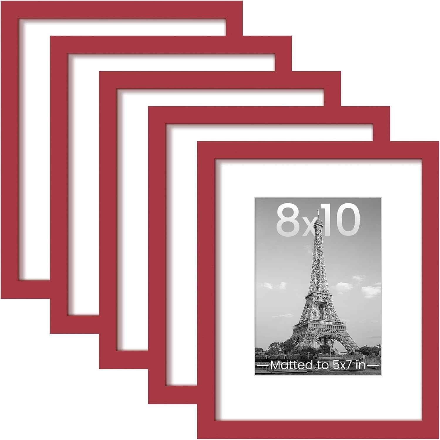 upsimples 11x14 Picture Frame Set of 5, Display Pictures 8x10 with Mat or 11x14 Without Mat, Wall Gallery Photo Frames, Black