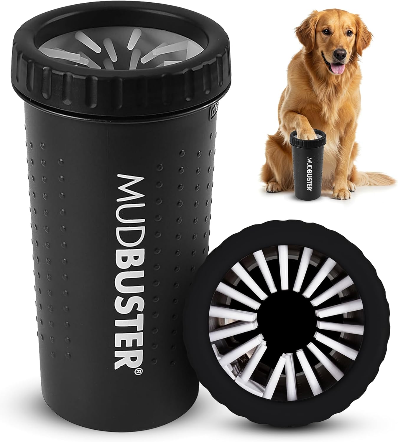Dexas MudBuster Portable Dog Paw Washer in Large, Matte Black, Special Edition for Easy Cleaning